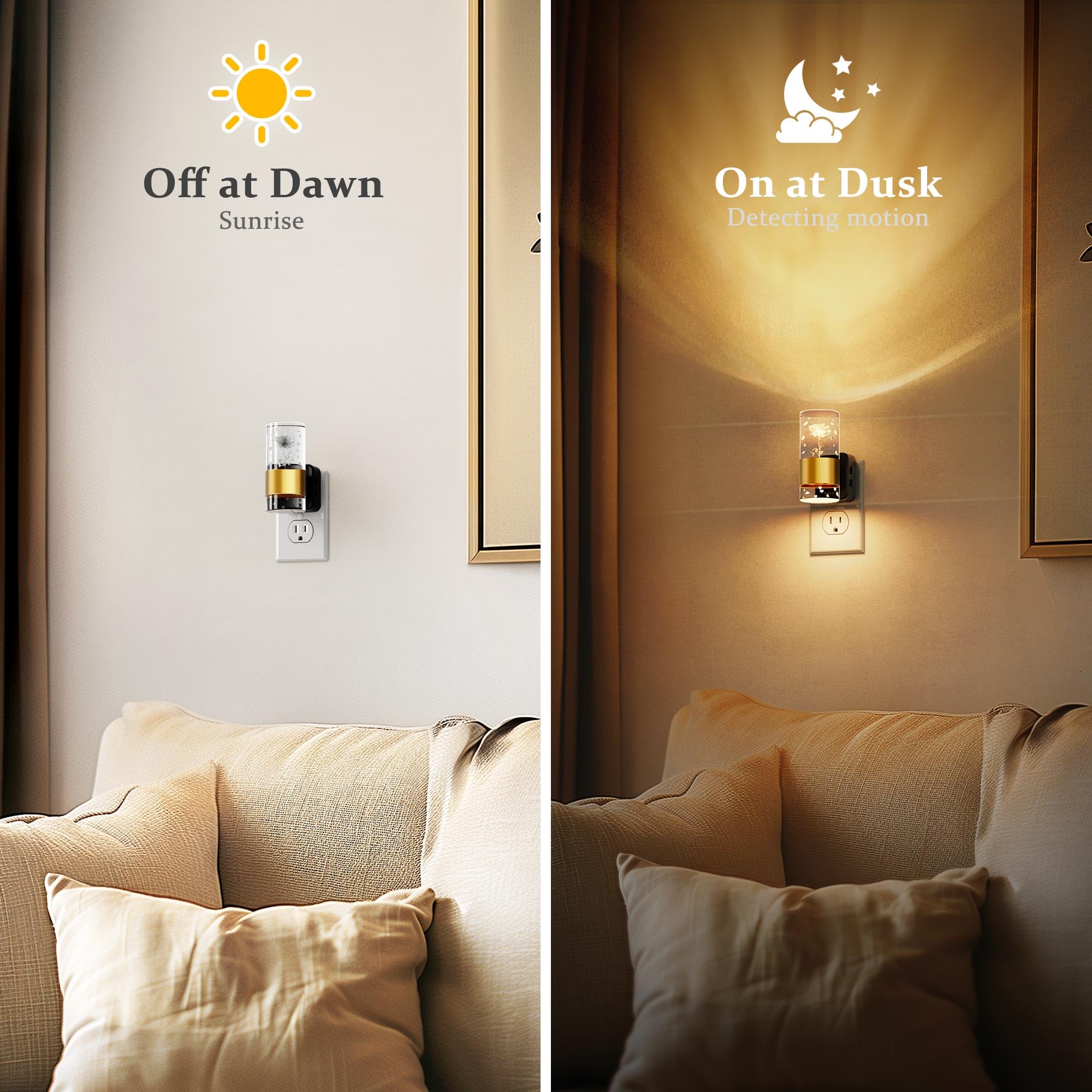 Jandcase Night Lights Plug Into Wall,Rose Carved Night Light For Girls, 3000K+Rgb 10-Color Led Nightlight With Dusk To Dawn Sens