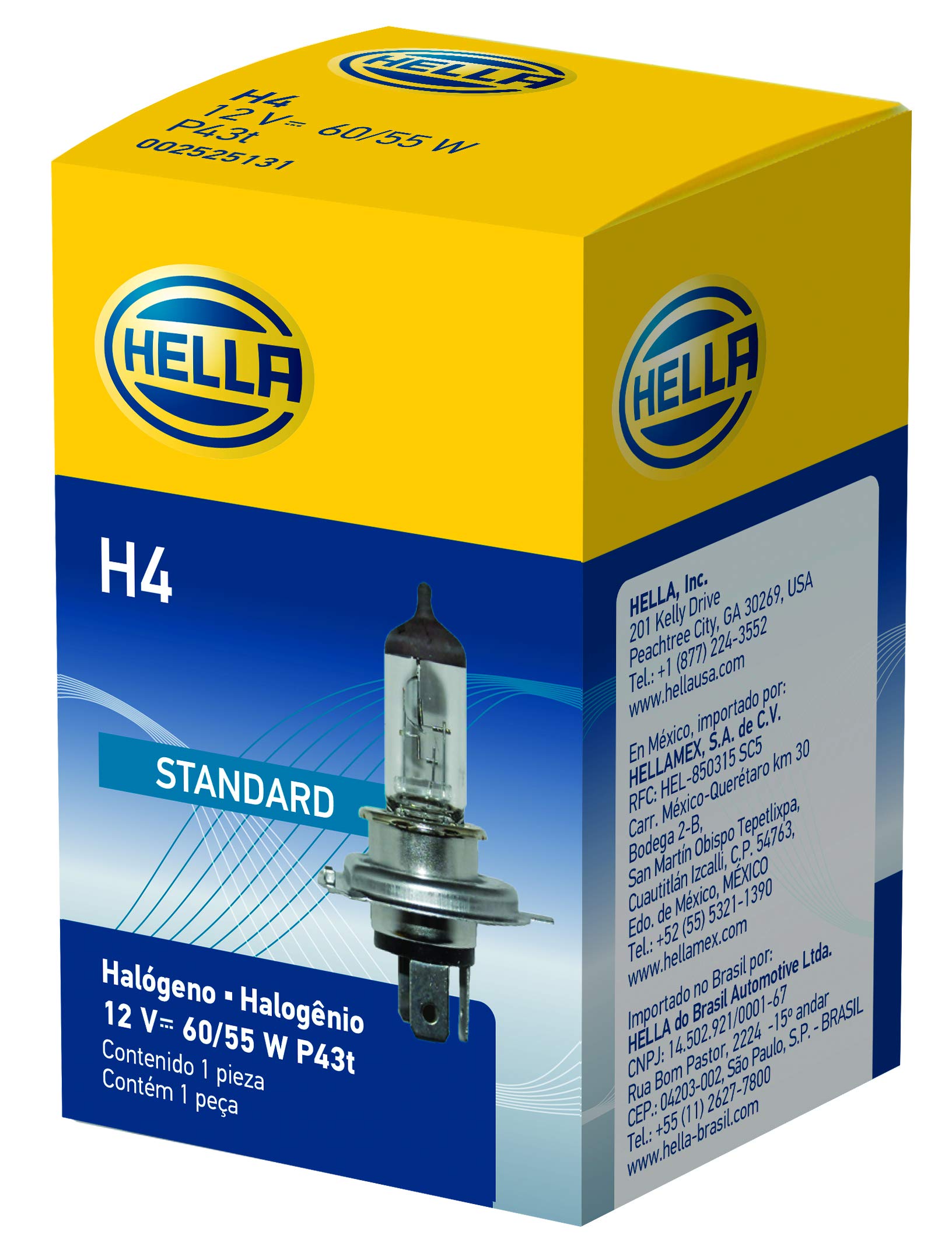 Hella H4 Halogen Bulb, 12V 60/55W, Glass, Multi Color, 1 Count