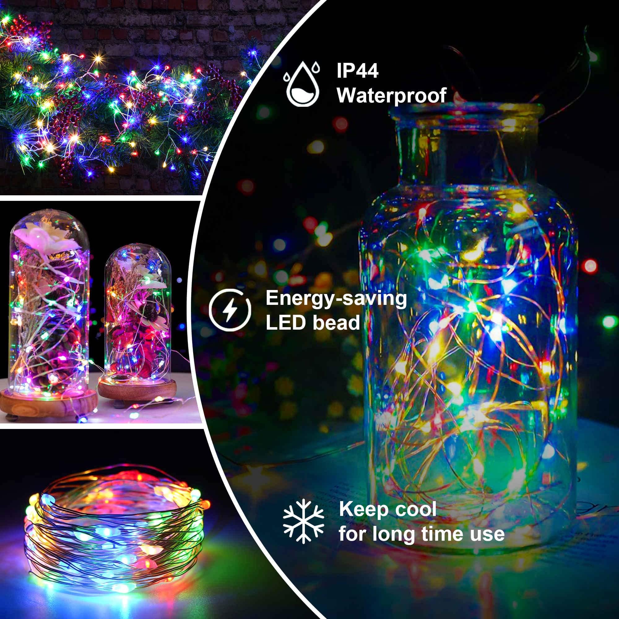 Lightop Fairy Lights Battery Operated String Lights 4 Pack 20 Led Copper Wire Firefly Twinkle Lights Indoor Outdoor Waterproof For Diy Home Party Wedding Birthday Yard Decorations(Multicolor)