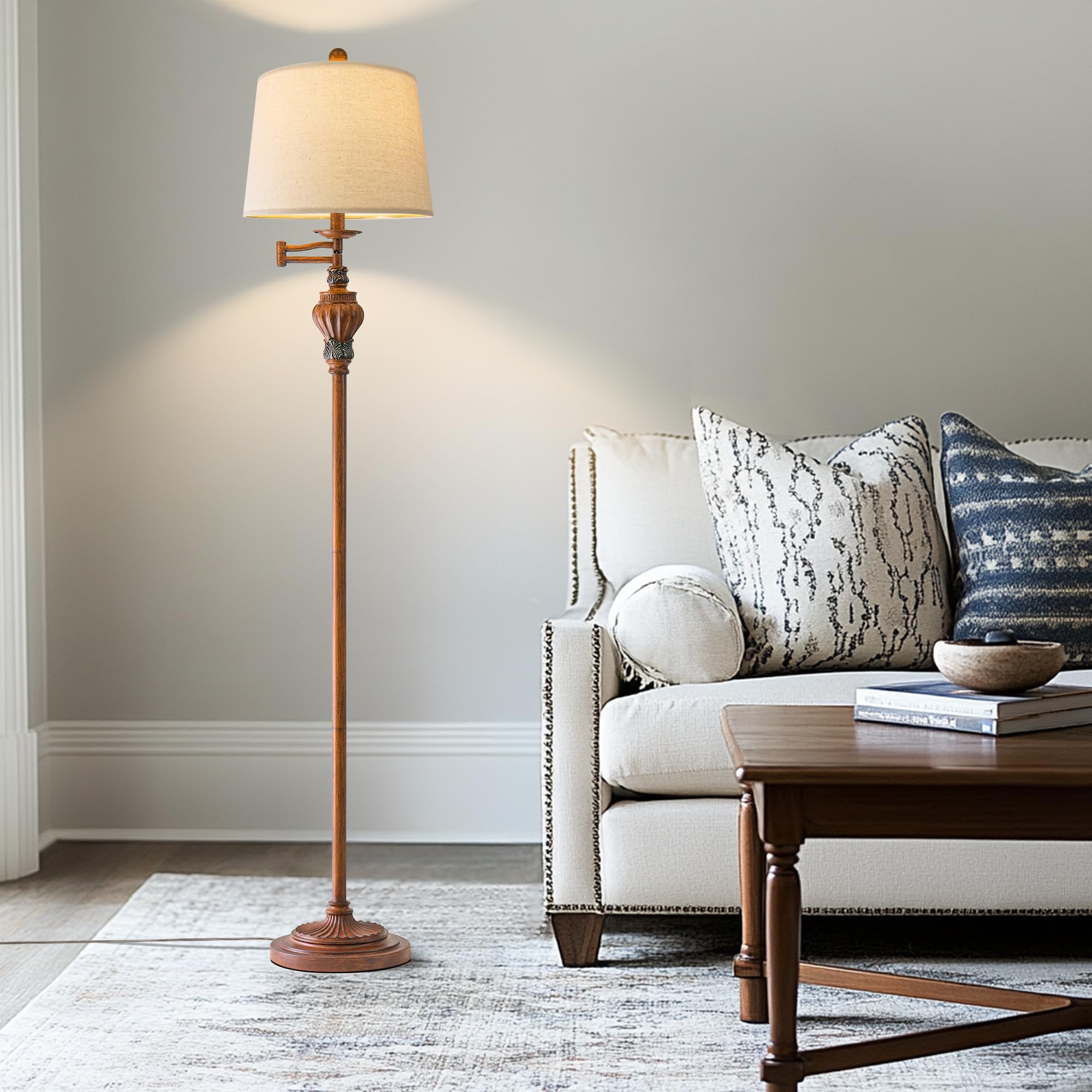 G-Safava 61  Vintage Floor Lamp With 350?Adjustable Swing Arm  Standing Lamp For Bedroom Living Room Bedside Tall Lamp Nightstand Retro Farmhouse Mid Century Lamp Light Home D?Or Office Gifts