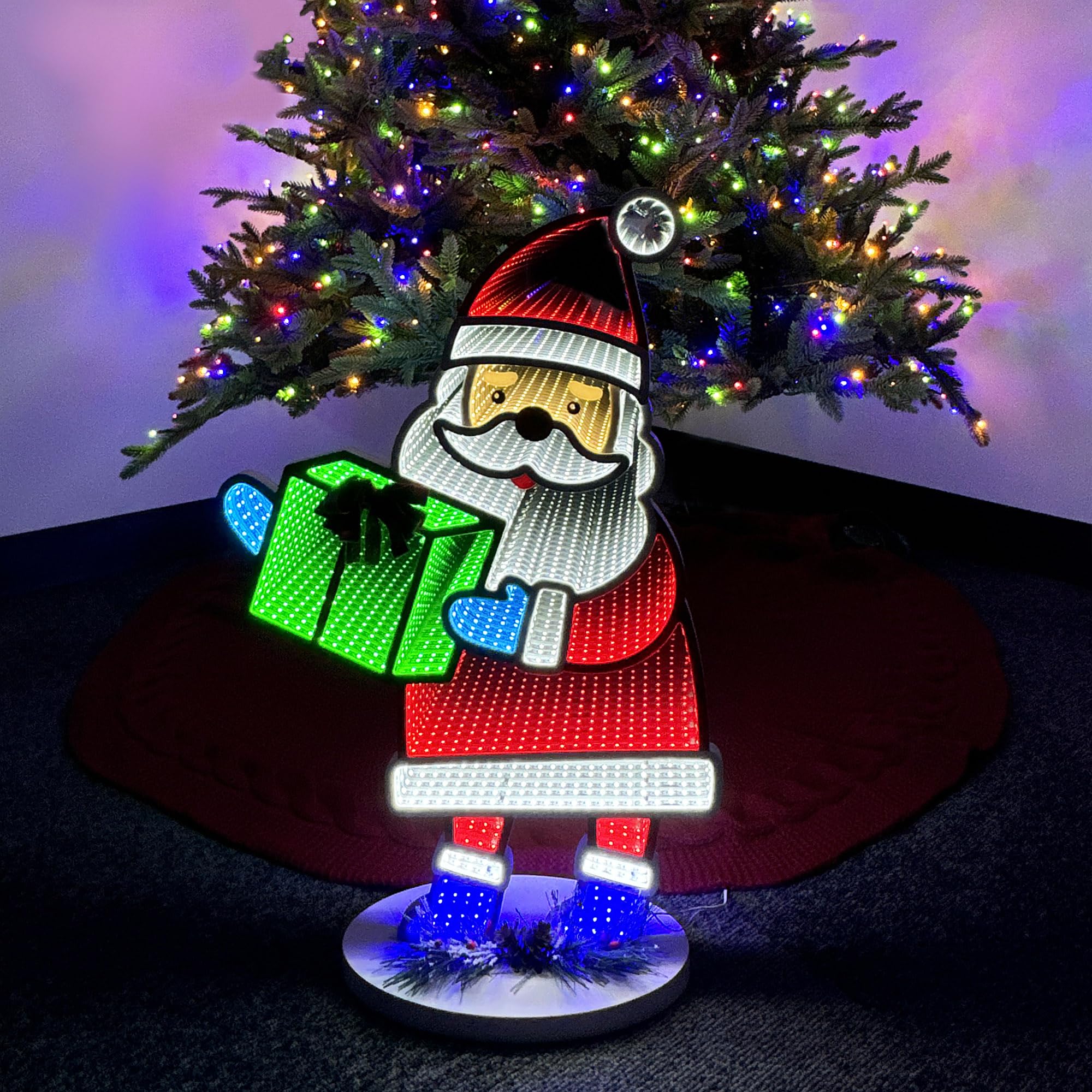 Elumina Decor Santa Infinity Mirror Light - USB-Powered 3D LED Holiday Decor - 16in x 24in - Indoor Christmas Decoration