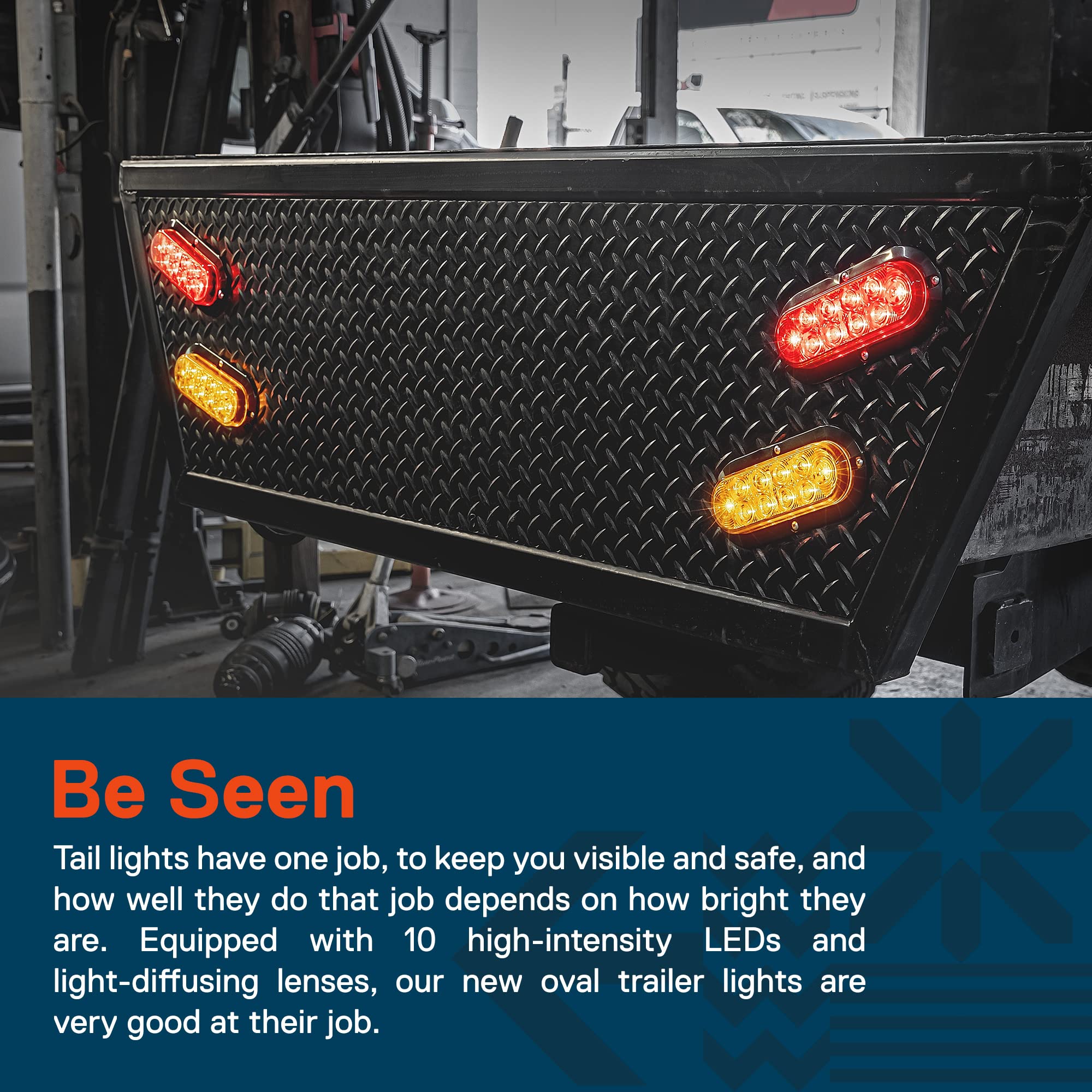 True Mods 4Pc 6 Inch Amber Oval Led Trailer Tail Light Kit [Dot Fmvss 108 Sae I6P] [Surface-Mount] [Ip67 Waterproof] [Park & Tur