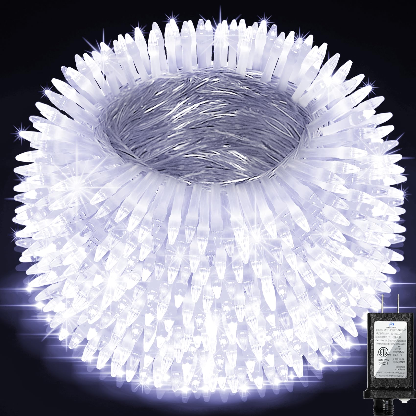 QUHUATU 1500 LED Christmas String Lights, 470ft Cool White, Waterproof, 12 Modes, Dimmable for Outdoor Garden Wedding Party Decor