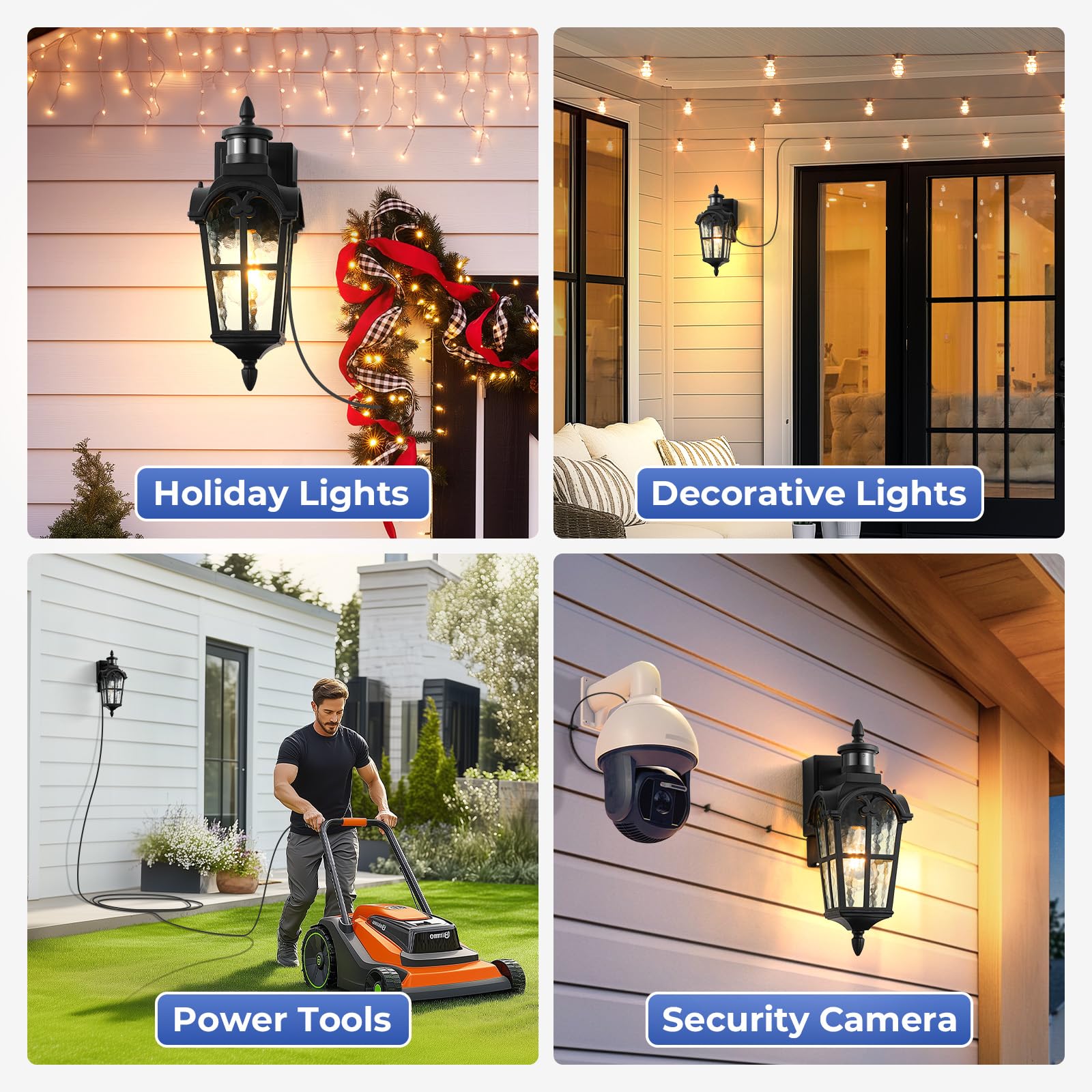 OPAXIS Motion Sensor Outdoor Light, 16.4" H, Black Aluminum, GFCI Outlet, Dusk to Dawn, Wall Mount for Garage Patio