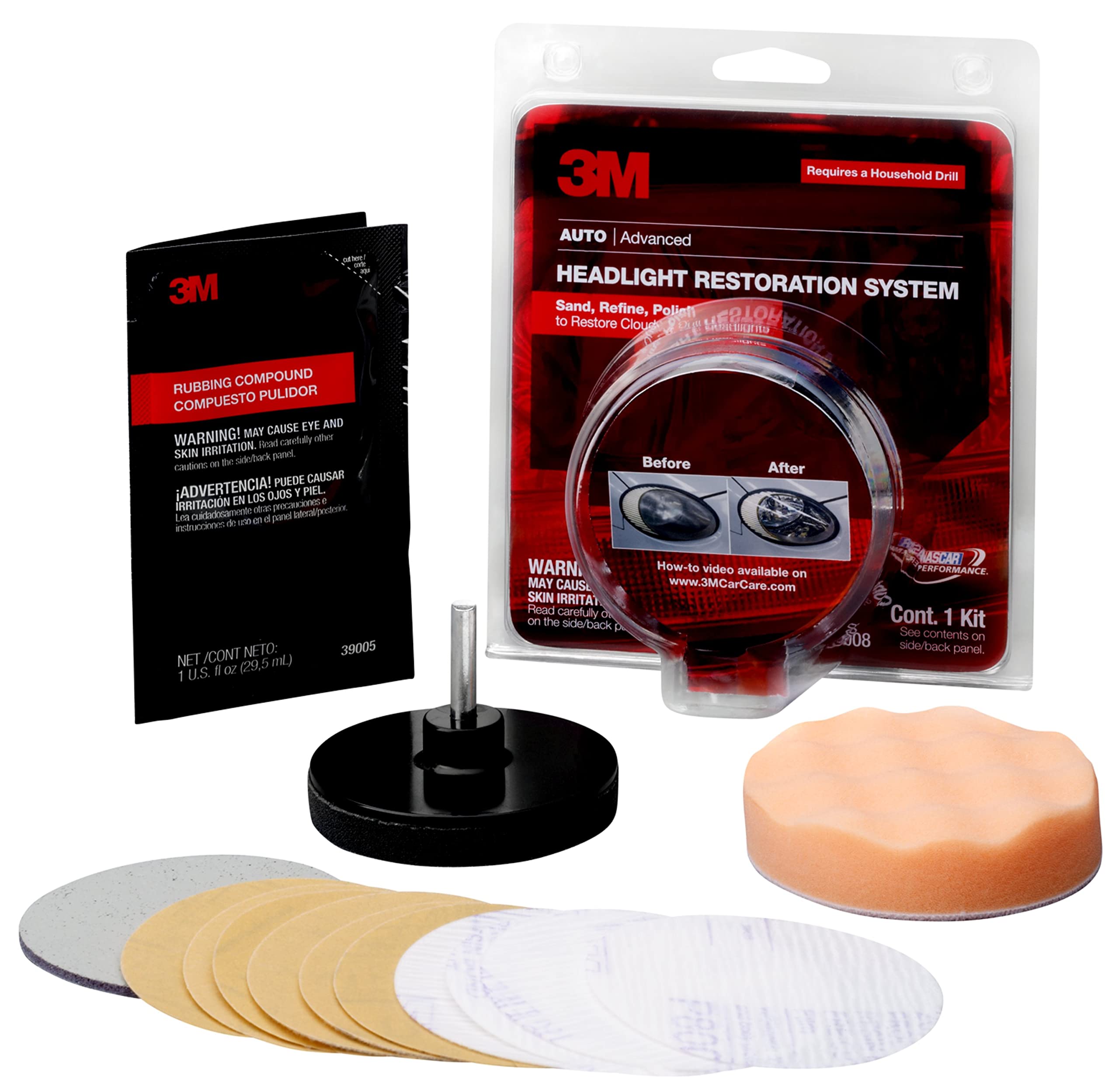 3M Headlight Lens Restoration System  39008  1 Kit-New