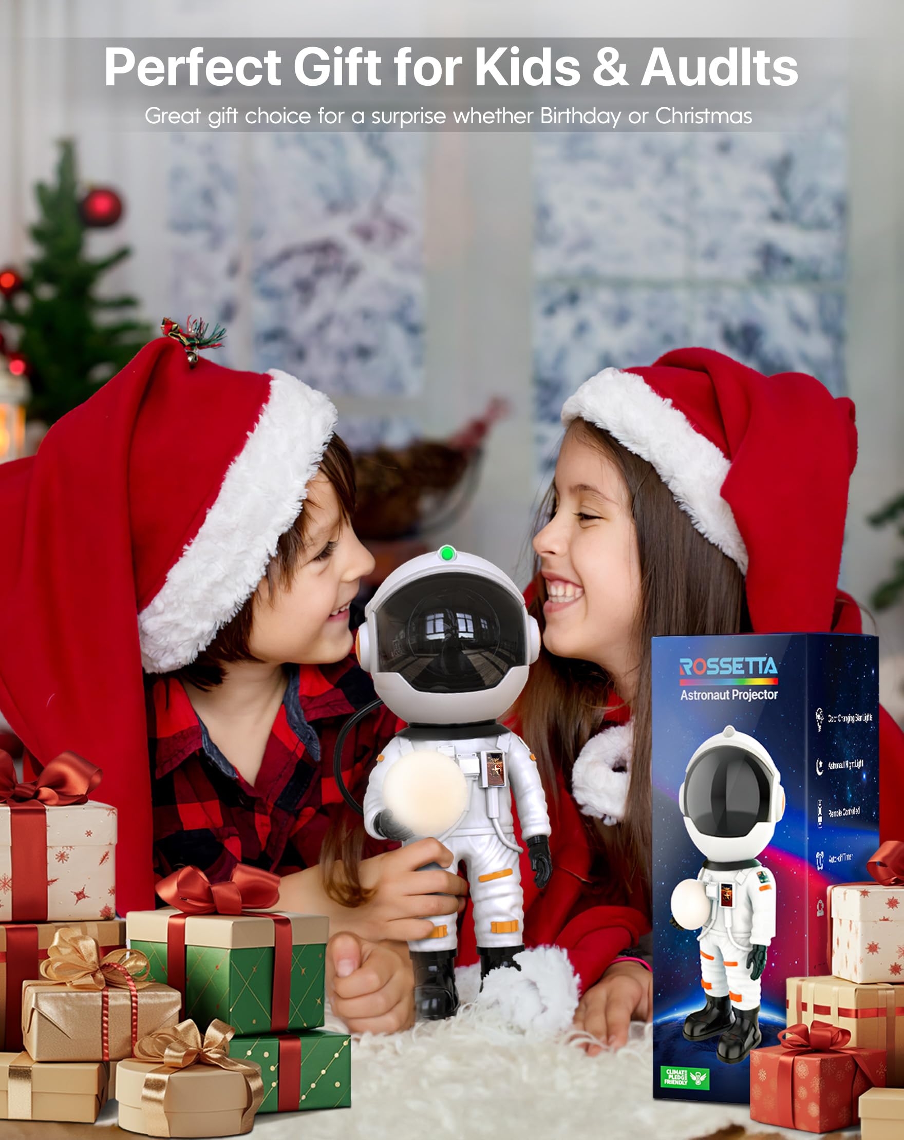 Rossetta Astronaut Galaxy Projector  Star Projector For Bedroom Bluetooth Speaker White Noise Night Light  Galaxy Light Projector With Remote Control And Timer For Kids  mature-themed  Party  Gifts