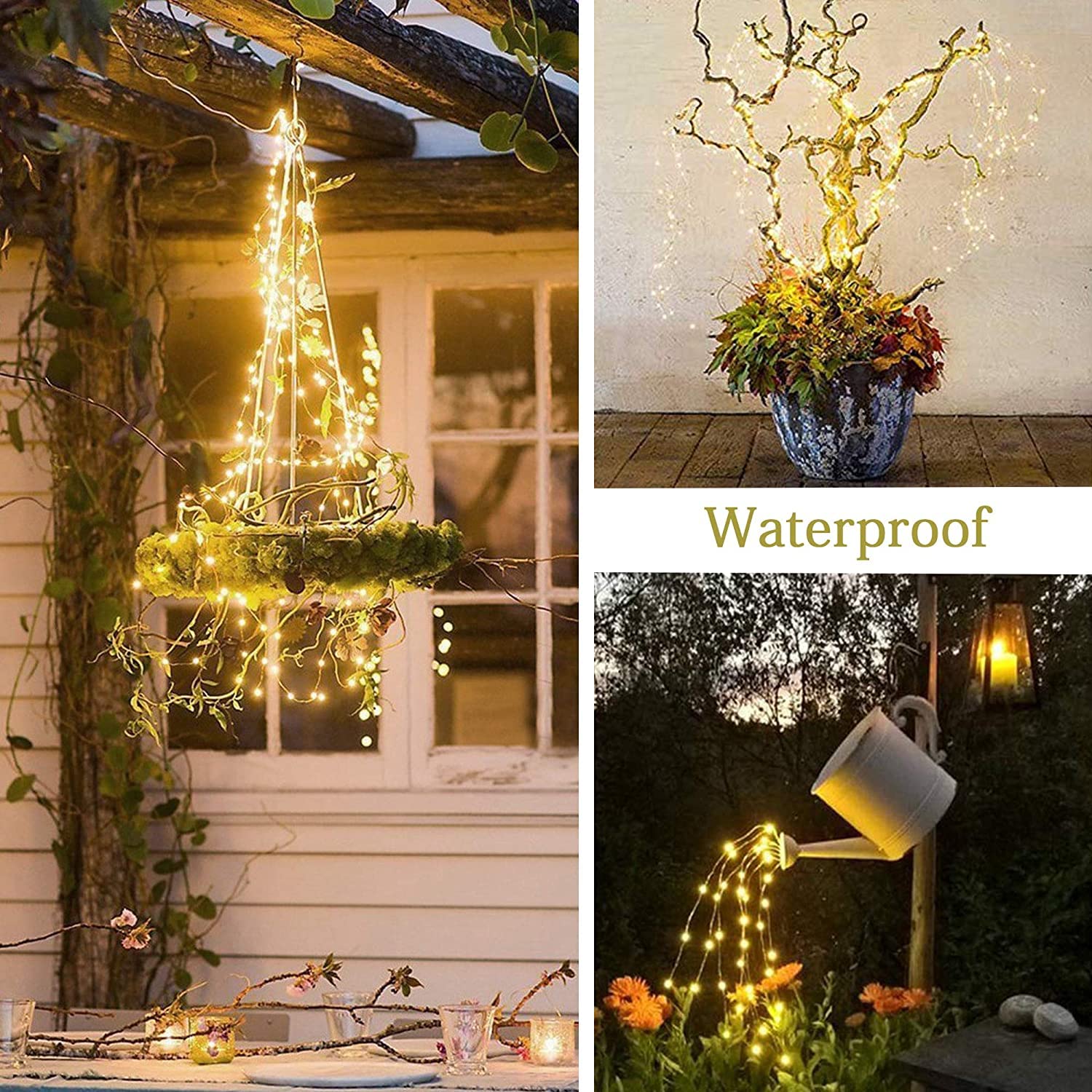 Znycye Solar String Lights Outdoor, 8 Modes 220Led Multi Strand Fairy Lights Waterproof, Watering Can Lights Firefly Fairy Light