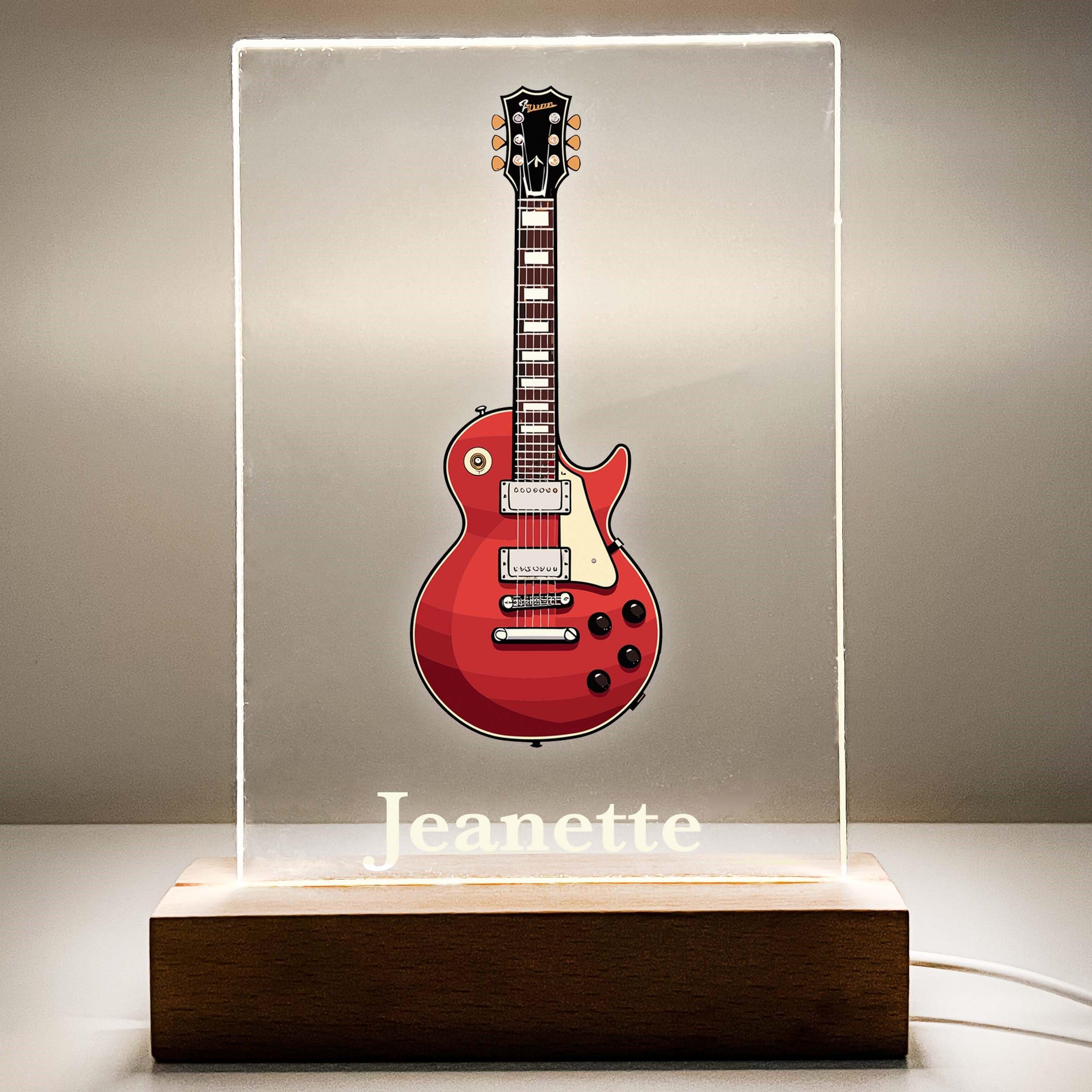 Mirror Mania Personalized Electric Guitar Nightlight Music Theme Middle High School Concert Band Club Members Kids Teens Custom Birthday Guitarist Musician Night Light Led Light Up Gift Made In Usa