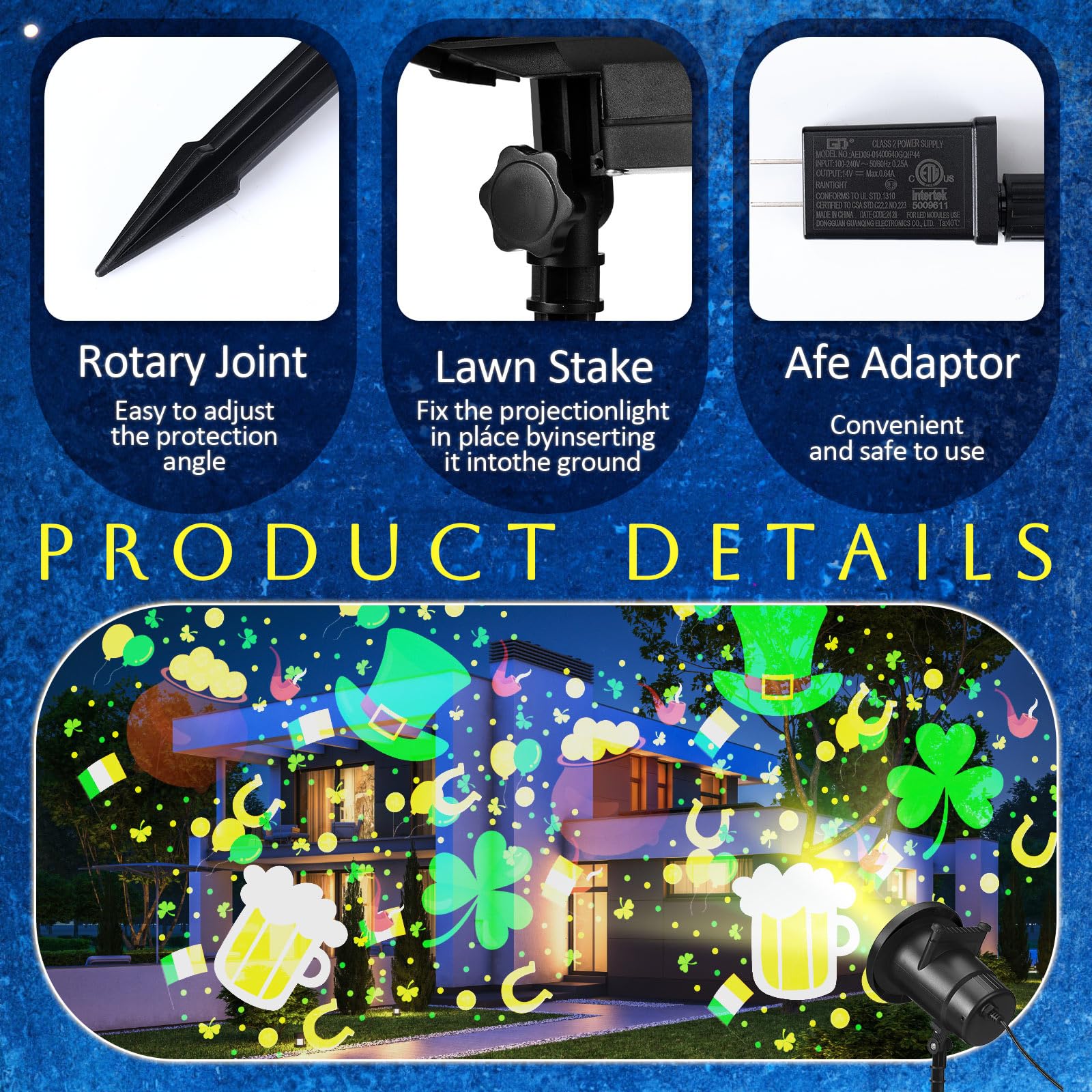 Lingvee Holiday Projector Light - LED Waterproof Landscape Lamp with 1 Film, Black Body for Outdoor Parties