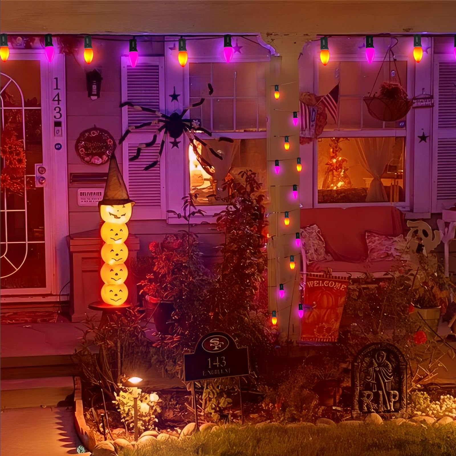 Konictom Mardi Gras String Lights, 25Ft Waterproof Led Purple, Green & Gold, 27 C7 Bulbs