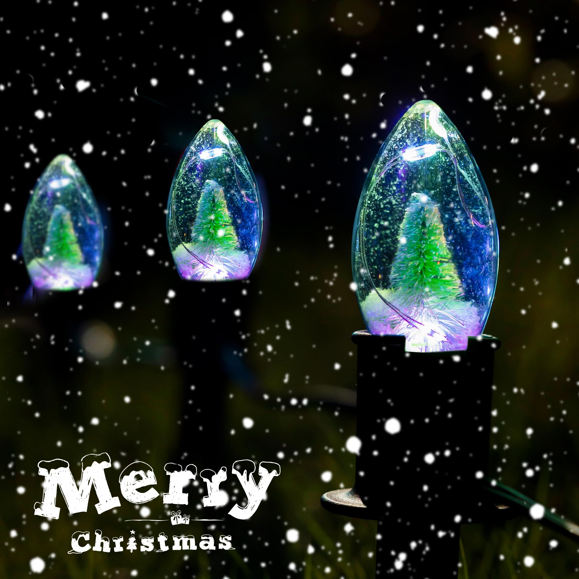 C9 Christmas Pathway Lights Outdoor,24.2Ft Multicolored Flickering String Lights Led Christmas Walkway 20 Christmas Tree Light B