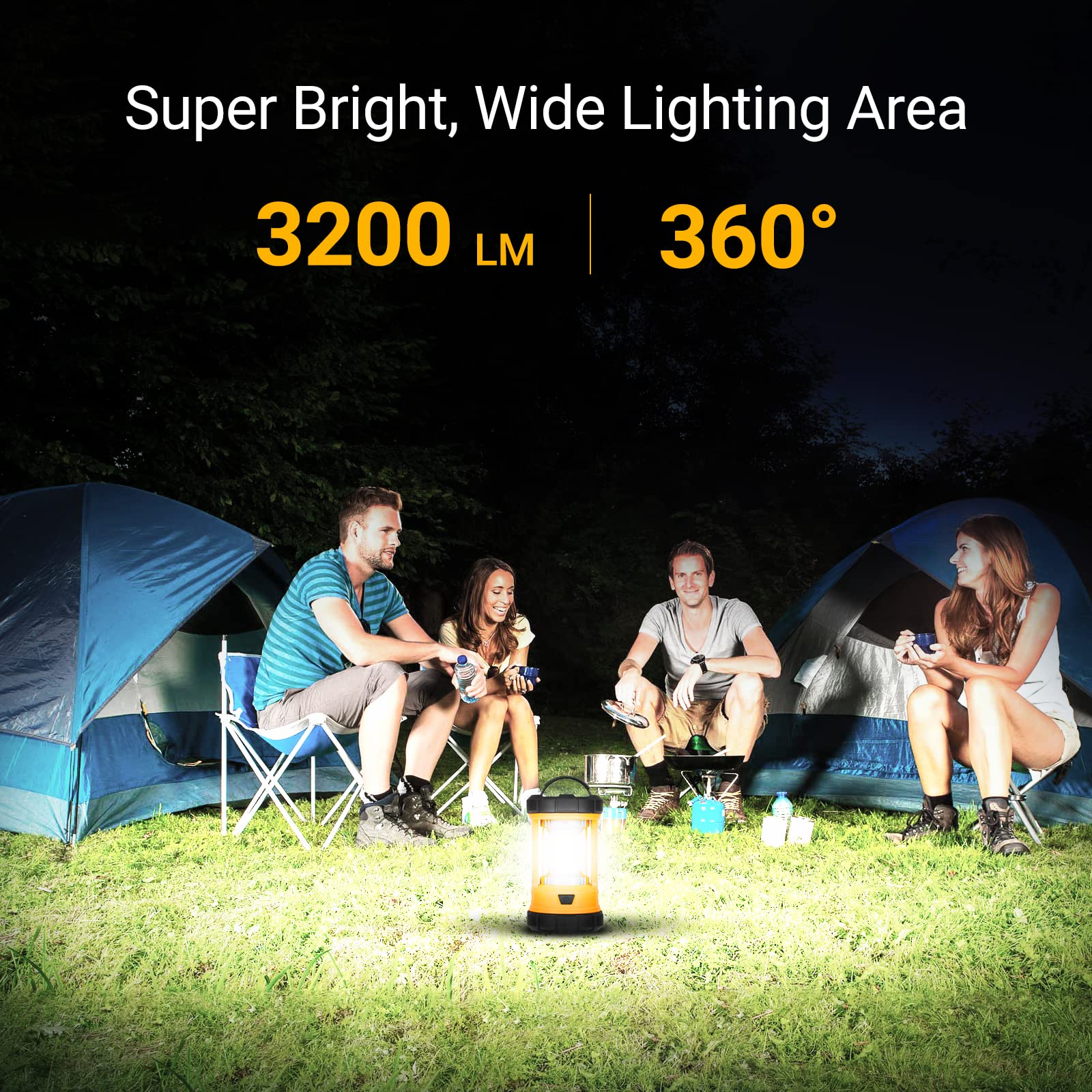 CT CAPETRONIX Camping Lantern - 3200LM LED Light, 4600mAh Power Bank, Rechargeable, Orange, 2-Pack, Model HW0YY05