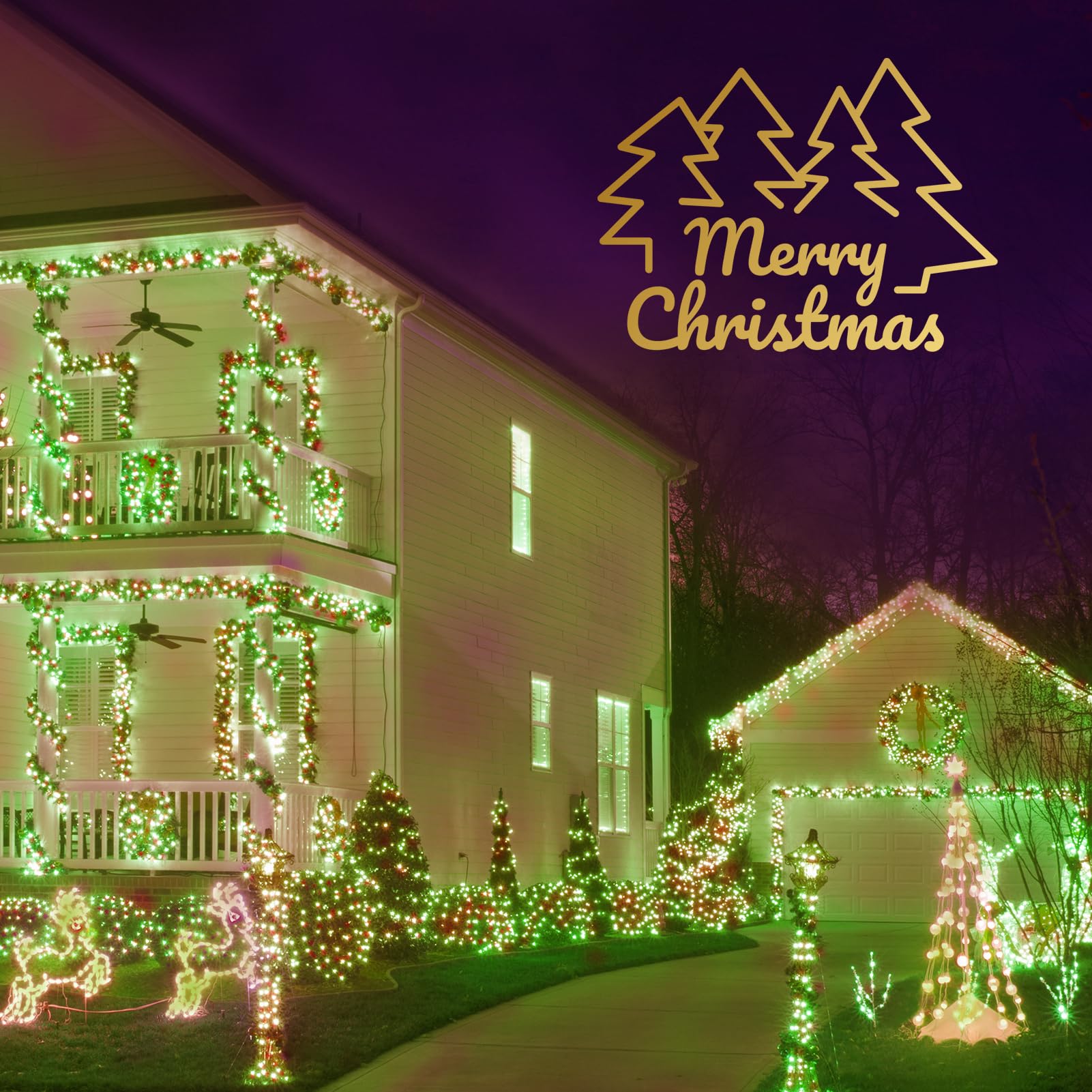 ILLUMINEW 300 LED String Lights, Waterproof Red Green Fairy Lights, 108 Ft, 8 Modes, Model JT-ELFC300V0120-C