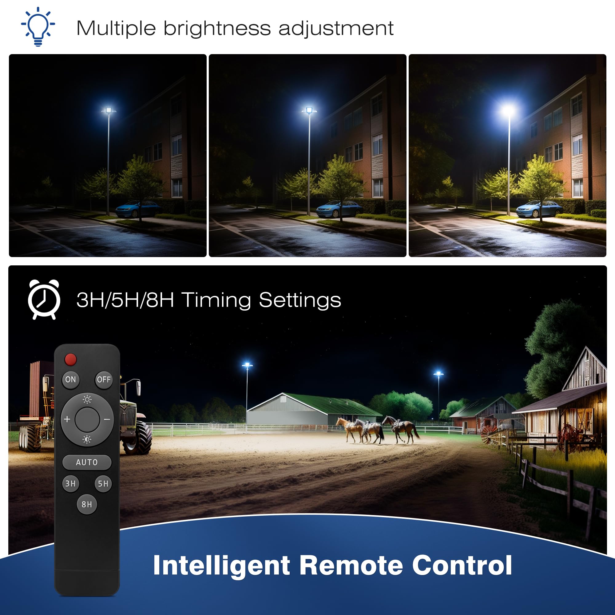 8000W Solar Street Lights Outdoor - 6500K Solar Parking Lot Lights Commercial Dusk To Dawn, Heavy Duty Split Type Led Solar Street Light Remote Control, Street Lights Solar Powered For Yard (2Pack)