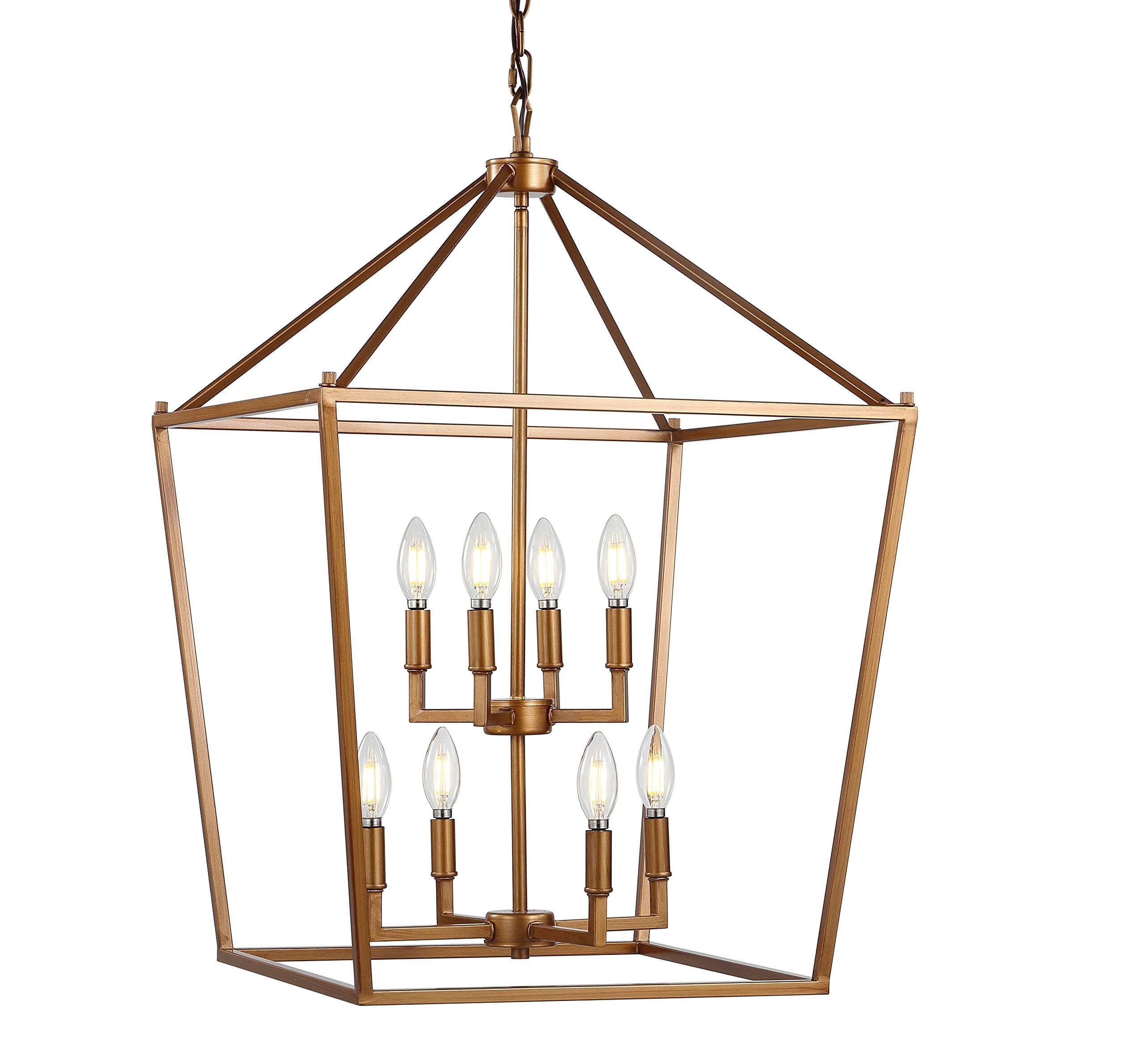 Jonathan Y Pagoda Lantern Pendant Light, Dimmable Metal, 20 Antique Gold, Model Jyl7438B, Ideal For Dining Room, Living Room, Kitchen