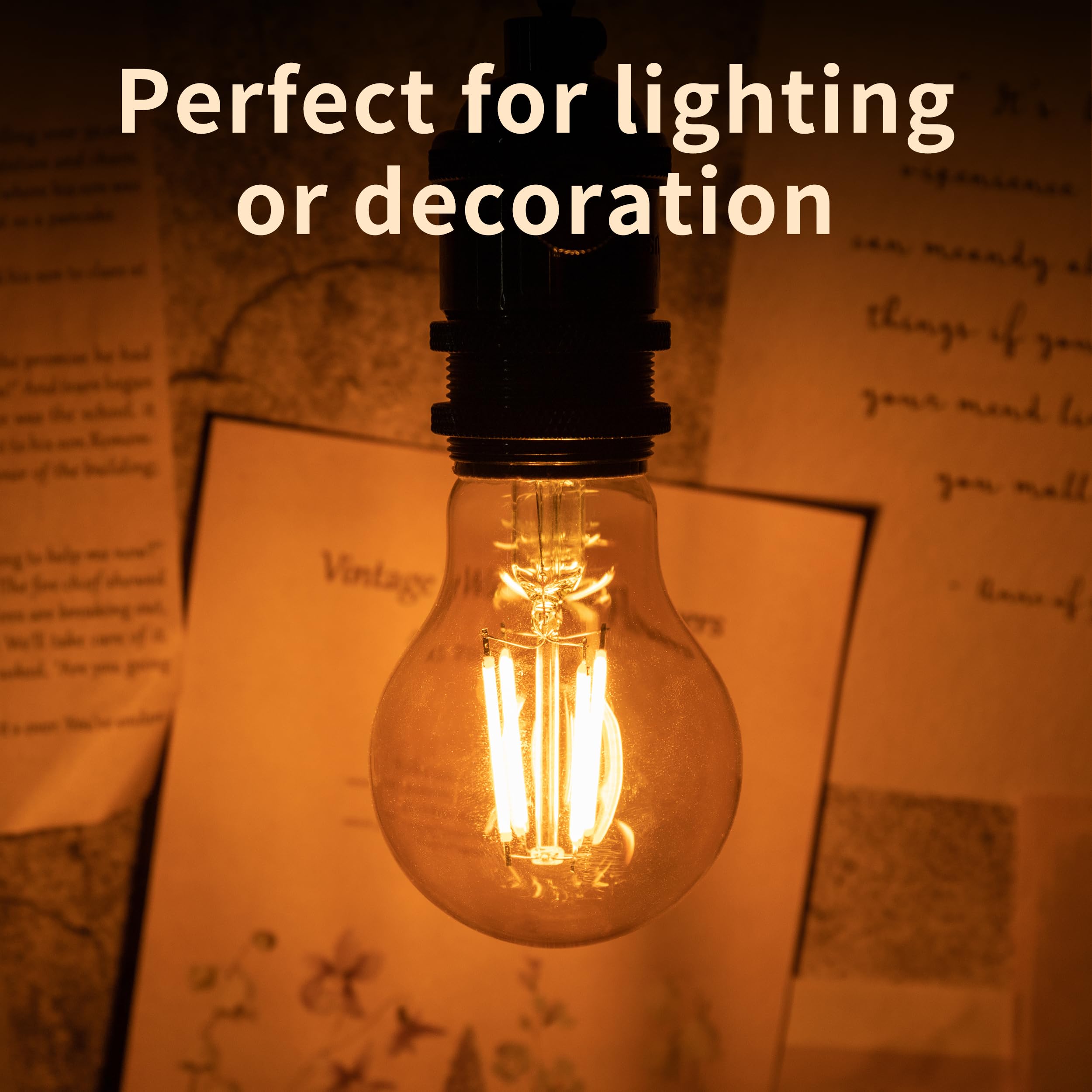 Runquiz 2200K Led Light Bulb Vintage A19 Edison Bulbs Dimmable Amber Warm White Tone Light Bulb Antique Led Filament Light Bulbs Old Style Light Bulbs 40W/60W Equivalent 4 Watt/6 Watt E26 Base