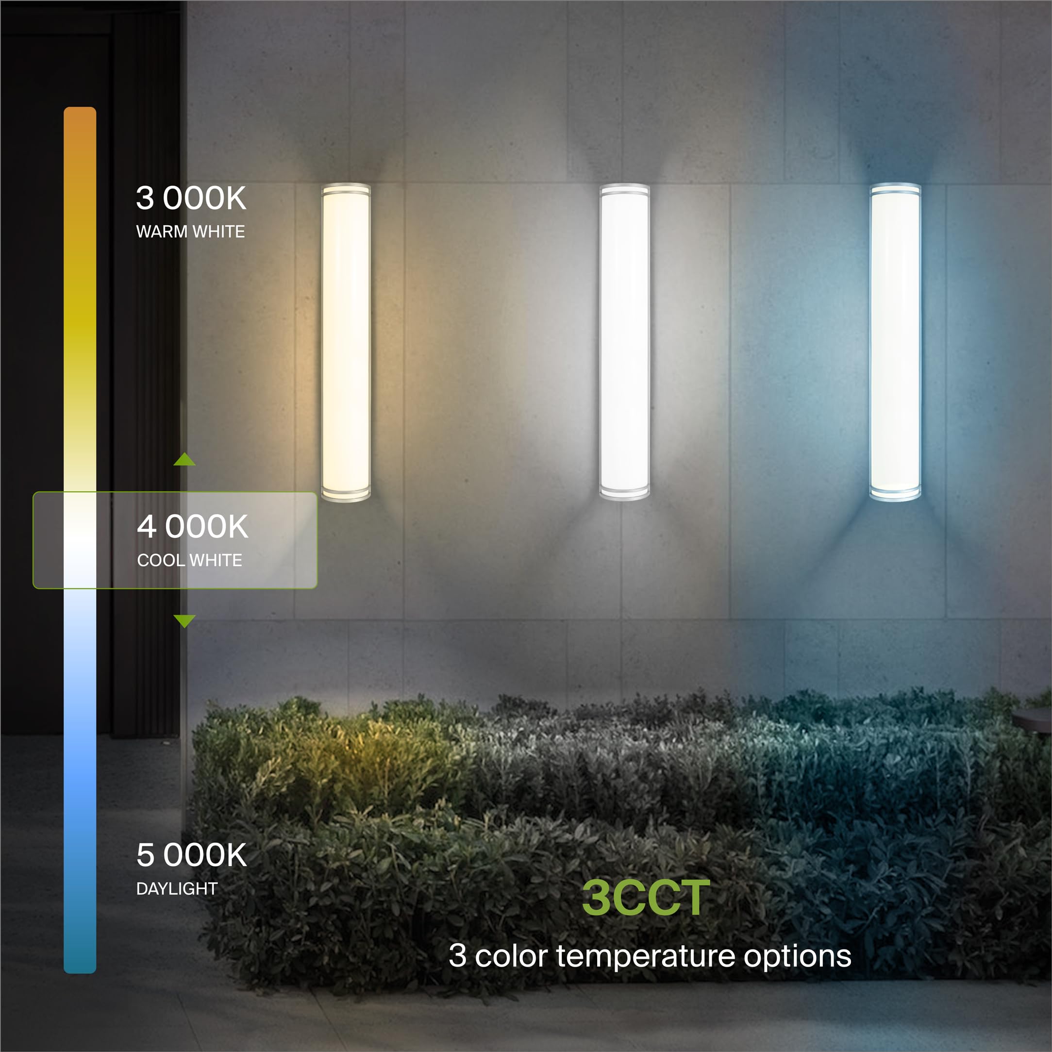 ASD LED Outdoor Wall Mount Light Fixture - 36 Inch, Brushed Nickel, 30W, Dimmable, ETL, 2 Pack, Model A-LWS21M36D30