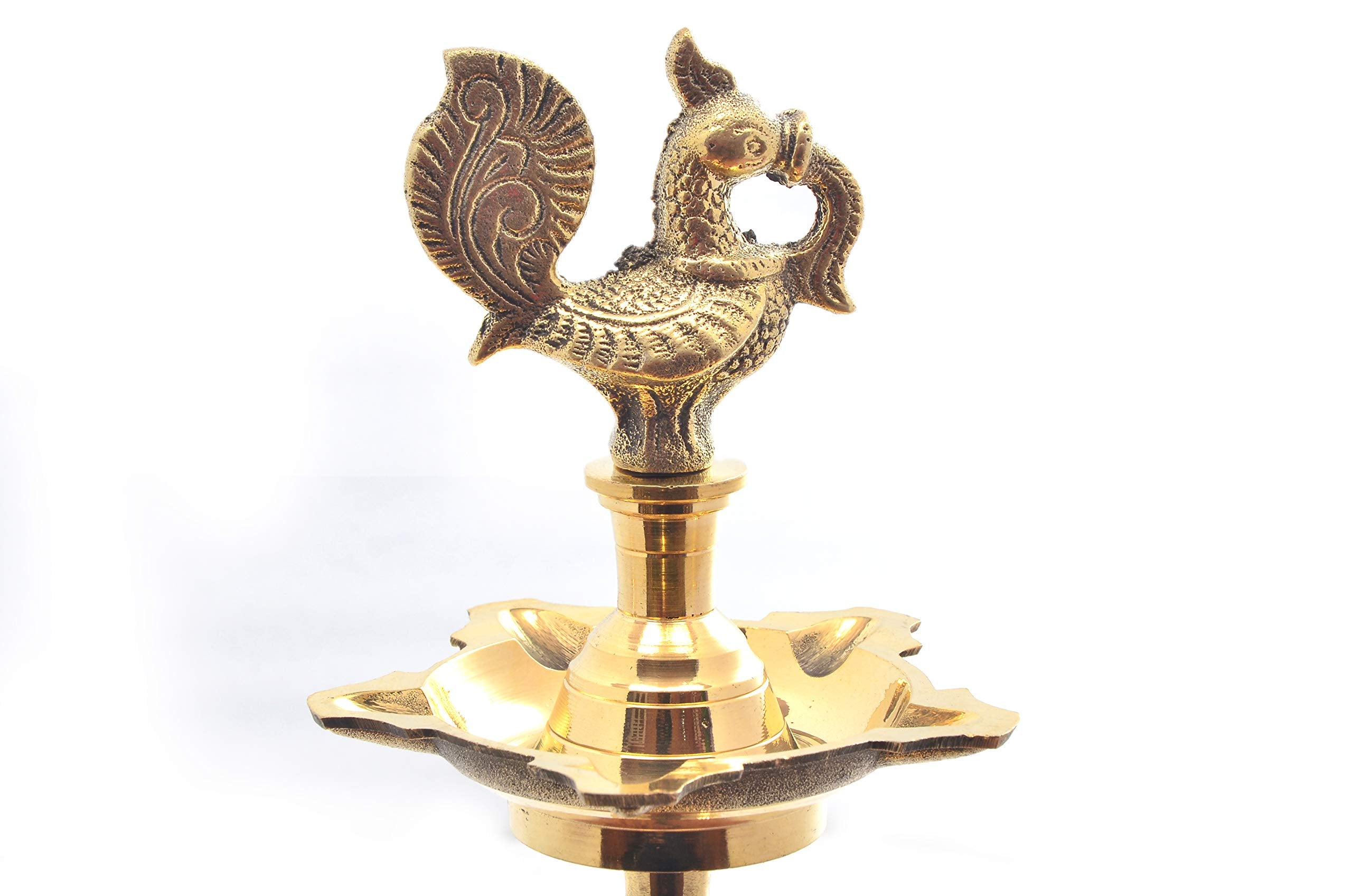 E-Handicrafts Pure Brass mahabharat Diya for puja Room kuthu vilakku inaugration lamp-18 inches