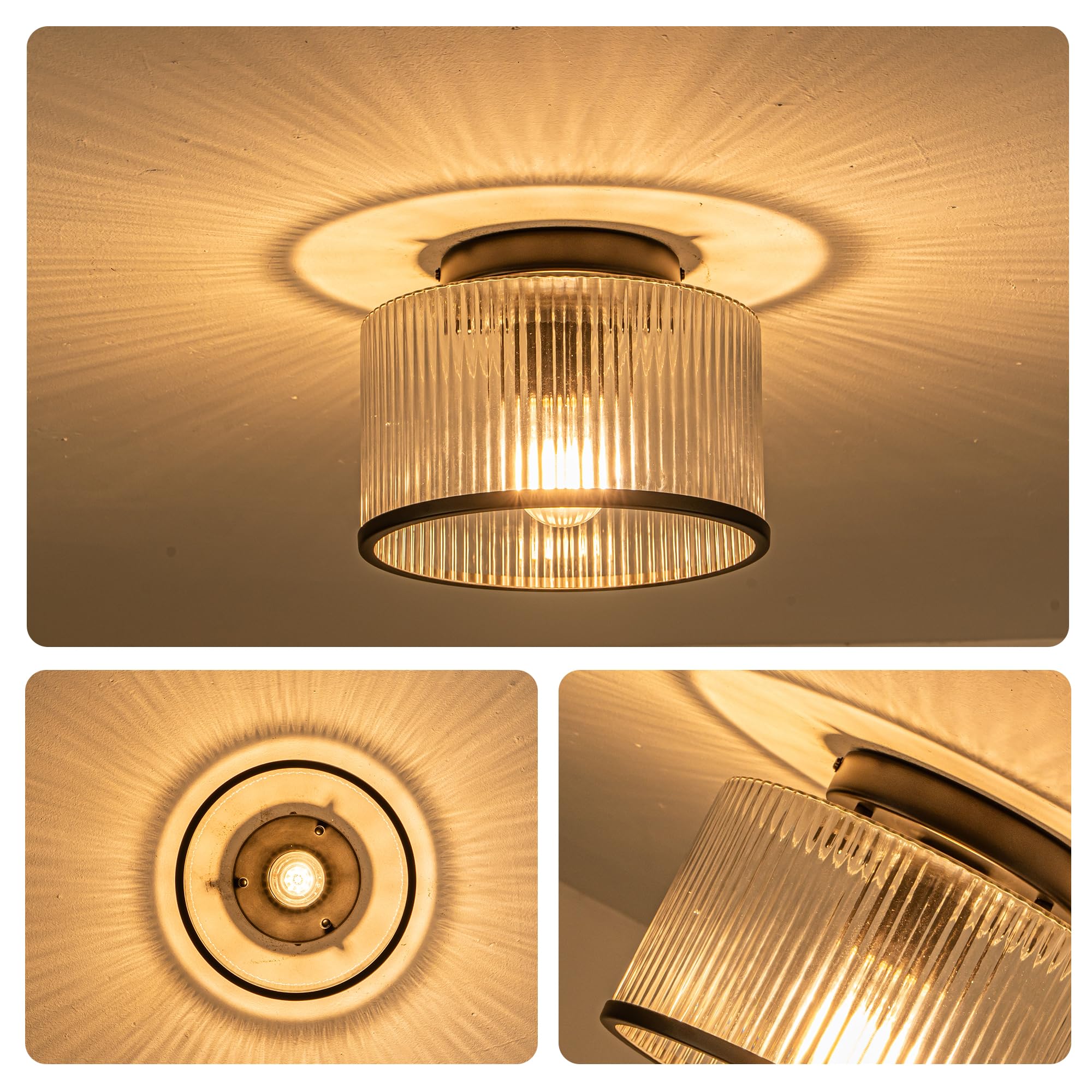 MAYNA Modern Black Semi Flush Mount Ceiling Light Fixture, 1-Light Hallway Light Fixtures Ceiling Mount, Dimmable Kitchen Lighti