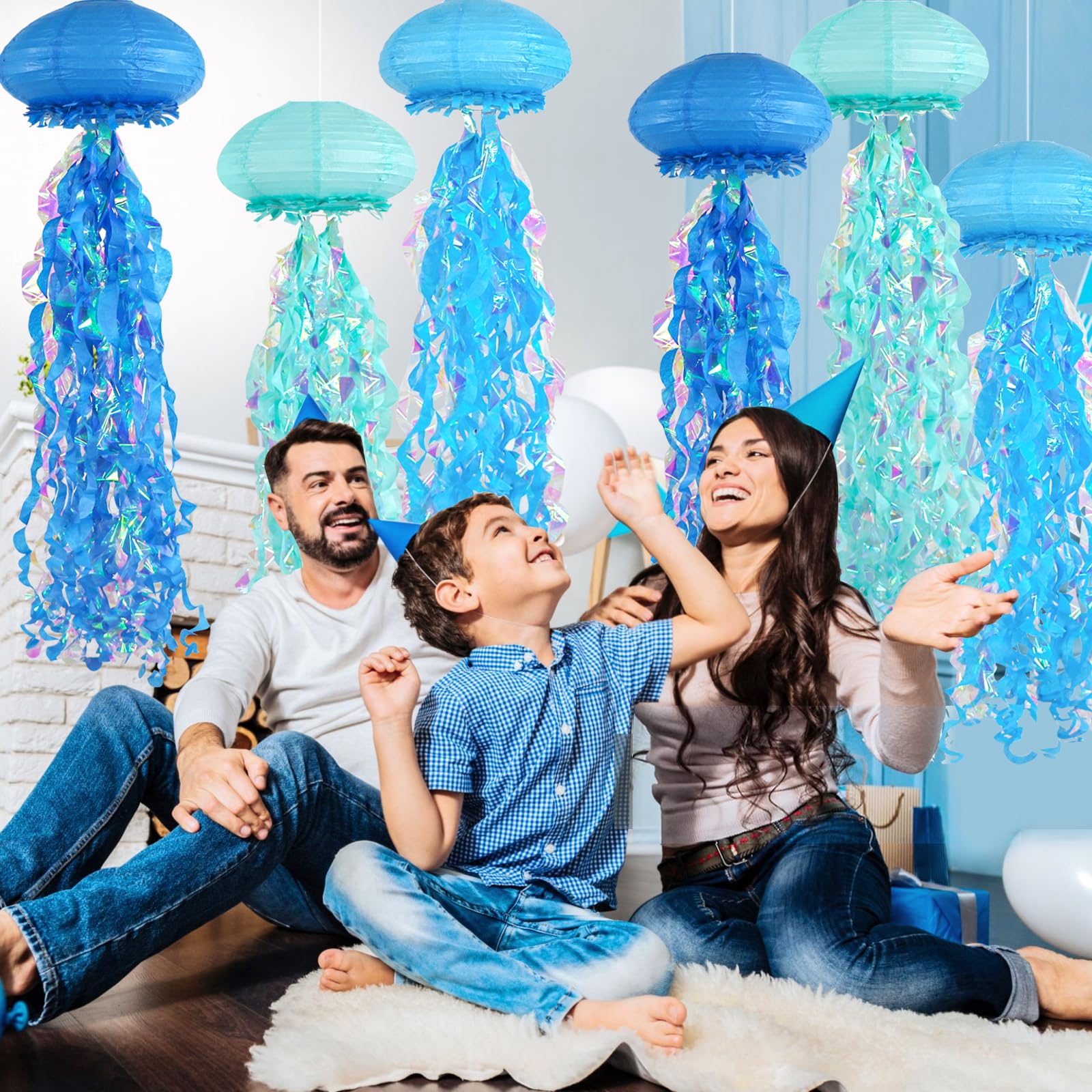Adlkgg Jellyfish Paper Lanterns, Under The Sea Party Decorations, 6Pcs Hanging Jelly Fish For Mermaid Ocean Themed Birthday Part