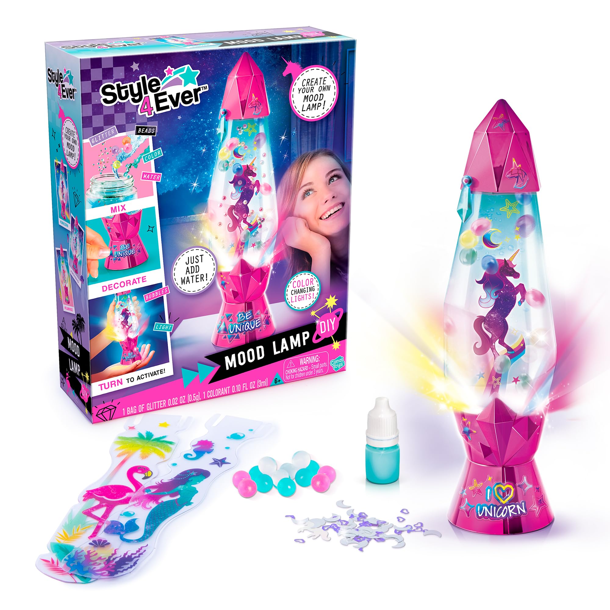 Canal Toys DIY Lava Lamp - Customizable Bubble Lamp with Color-Changing LED Lights, Medium, Multicolored, Model 228157