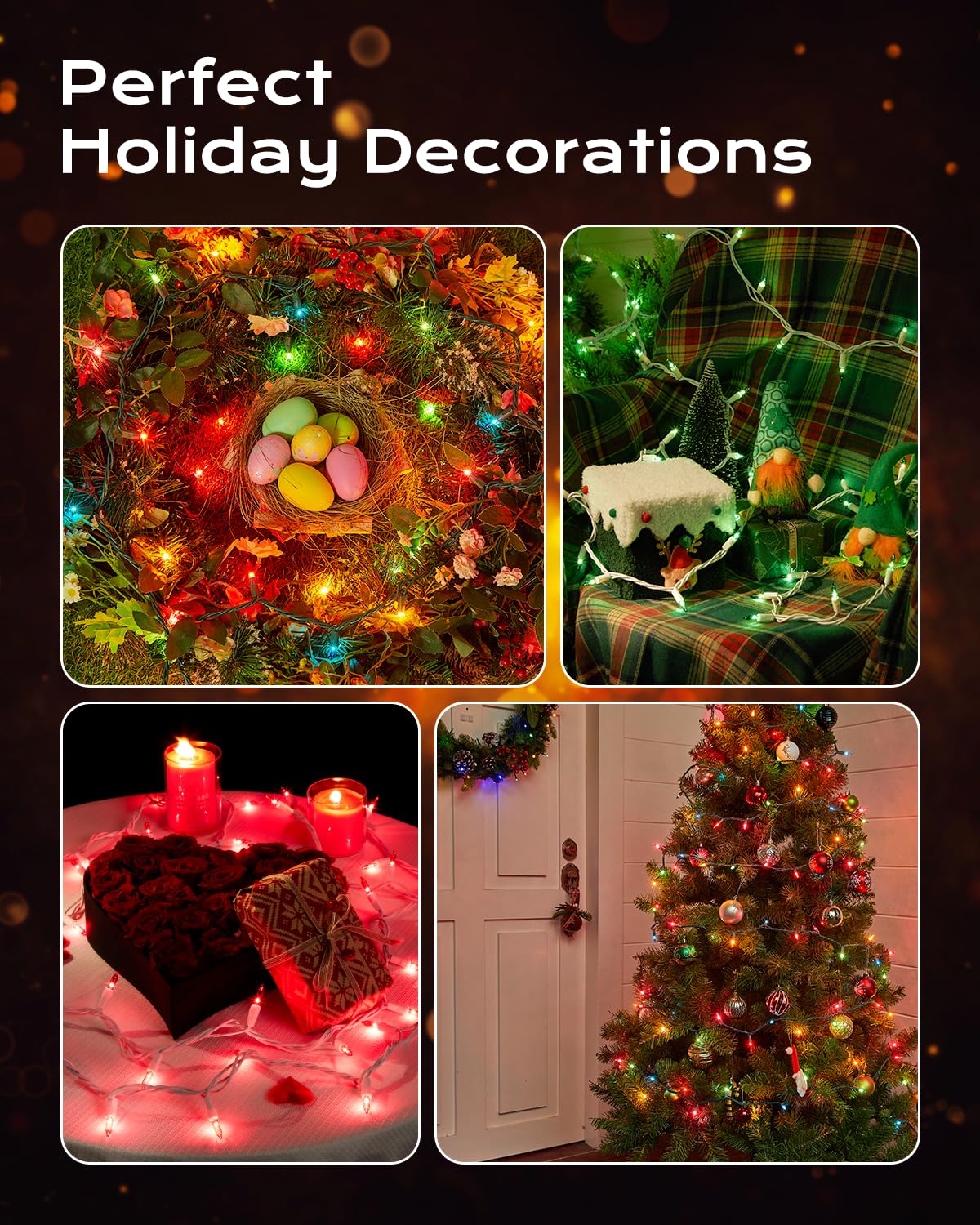 Brightown Clear Christmas String Lights  100-Count 25Ft Incandescent Bulb Mini Lights For Indoor Holiday Decor  Christmas Tree Garland Wedding Party Multi-Use Festival Decoration  Green Wire