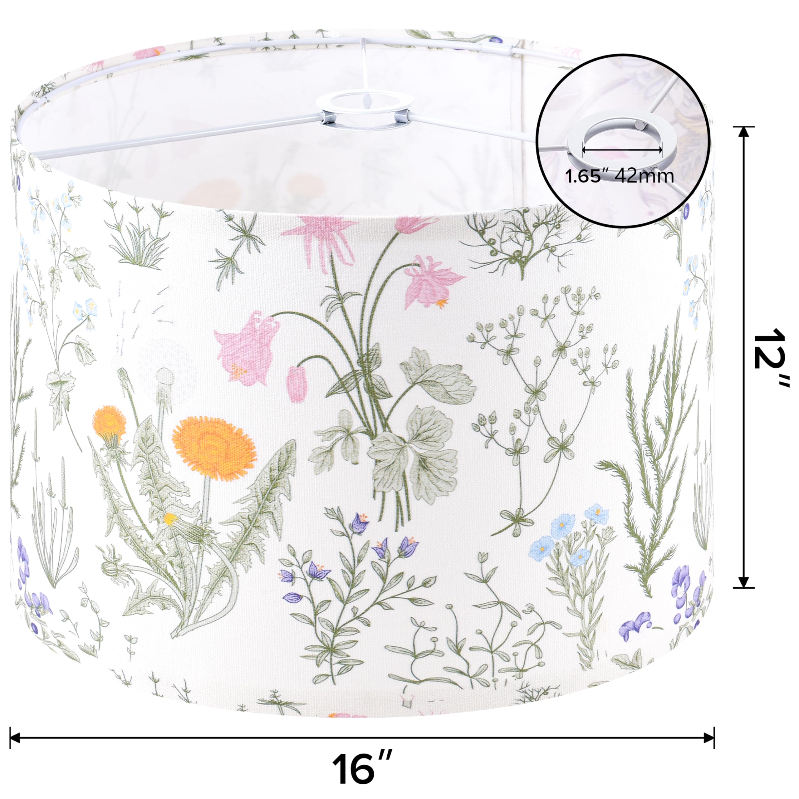 GO&SO Drum Lamp Shade, 16inx16inx12in, Polyester Linen, Multicolour-7, Spider E27 Base, DIY Assembly, Model G5-17-7DZT-