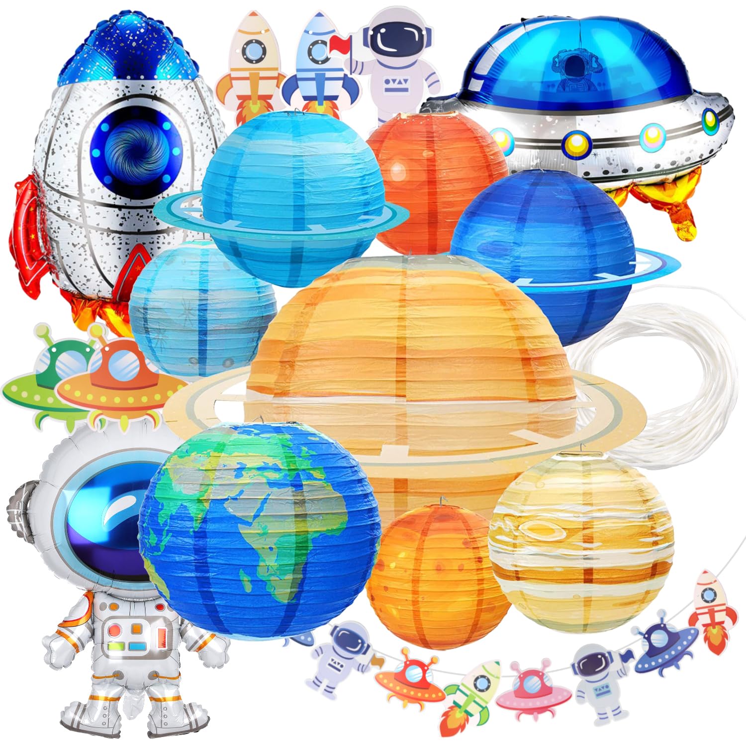 Planet Paper Lanterns, Planet Lanterns, 25 Pcs Paper Lanterns Party Decorations, Space Paper Lanterns For Kids Space Theme Party