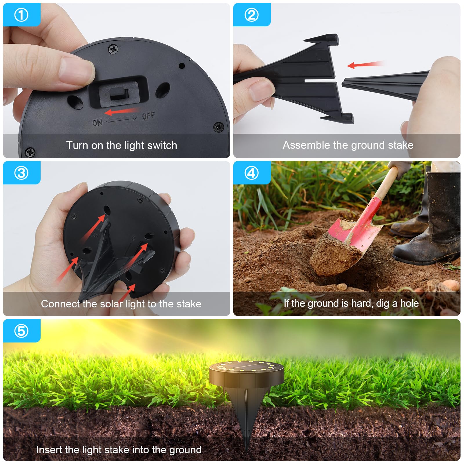 Mizmakp Solar Lights Outdoor 12 Pack, Pathway Waterproof Ip65, Solar Garden Lights Landscape Lighting, In Ground Lights For Pathway, Patio, Lawn, Deck, Driveway, Walkway (Warm White, 12 Pack)