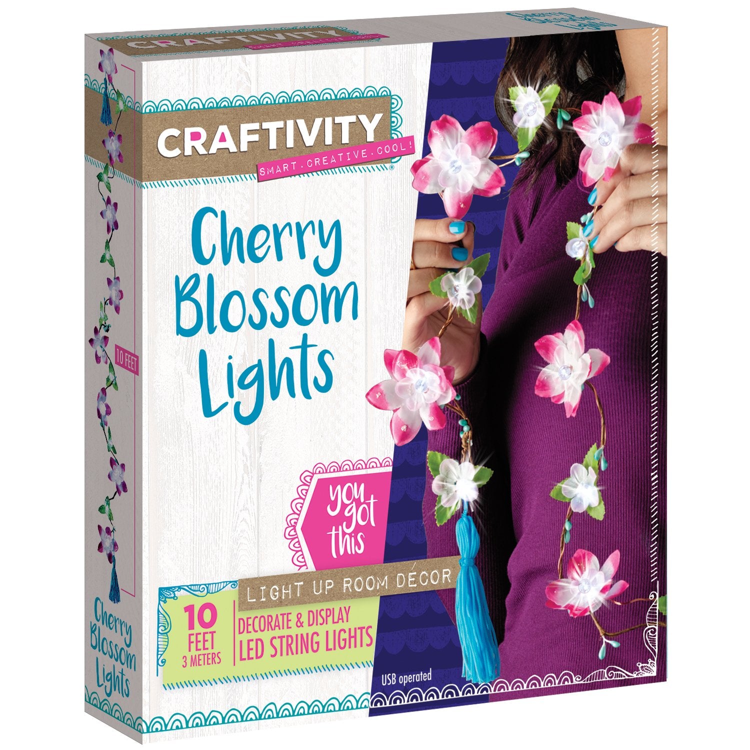 Craftivity Cherry Blossom Lights Craft Kit - Makes 1 Led Flower String Light