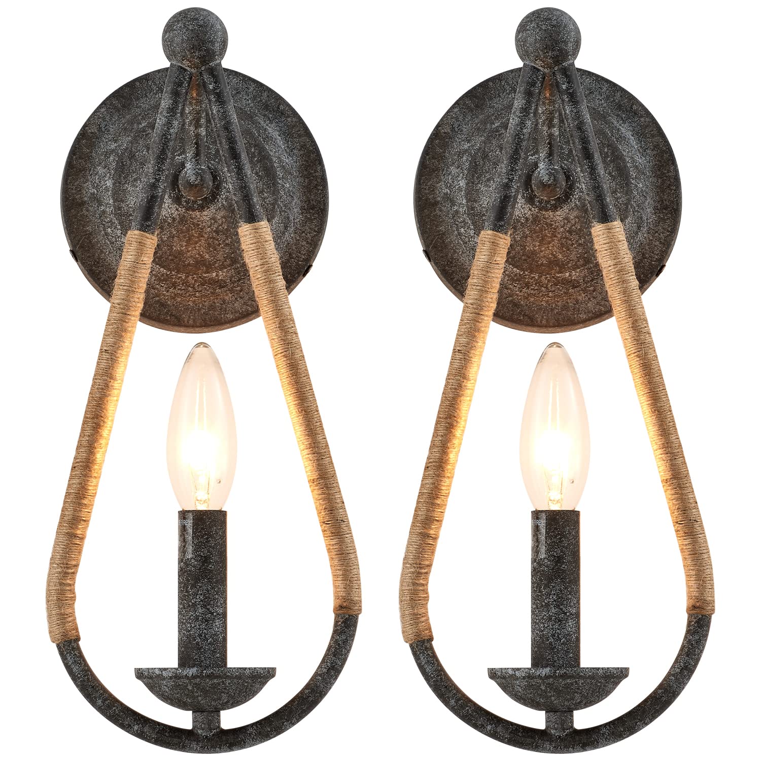 VANZARLA Rustic Wall Sconces Set of 2, 1-Light Simple Vanity Light Bedside Wall Light Fixture for Farmhouse Porch Entryway Laund