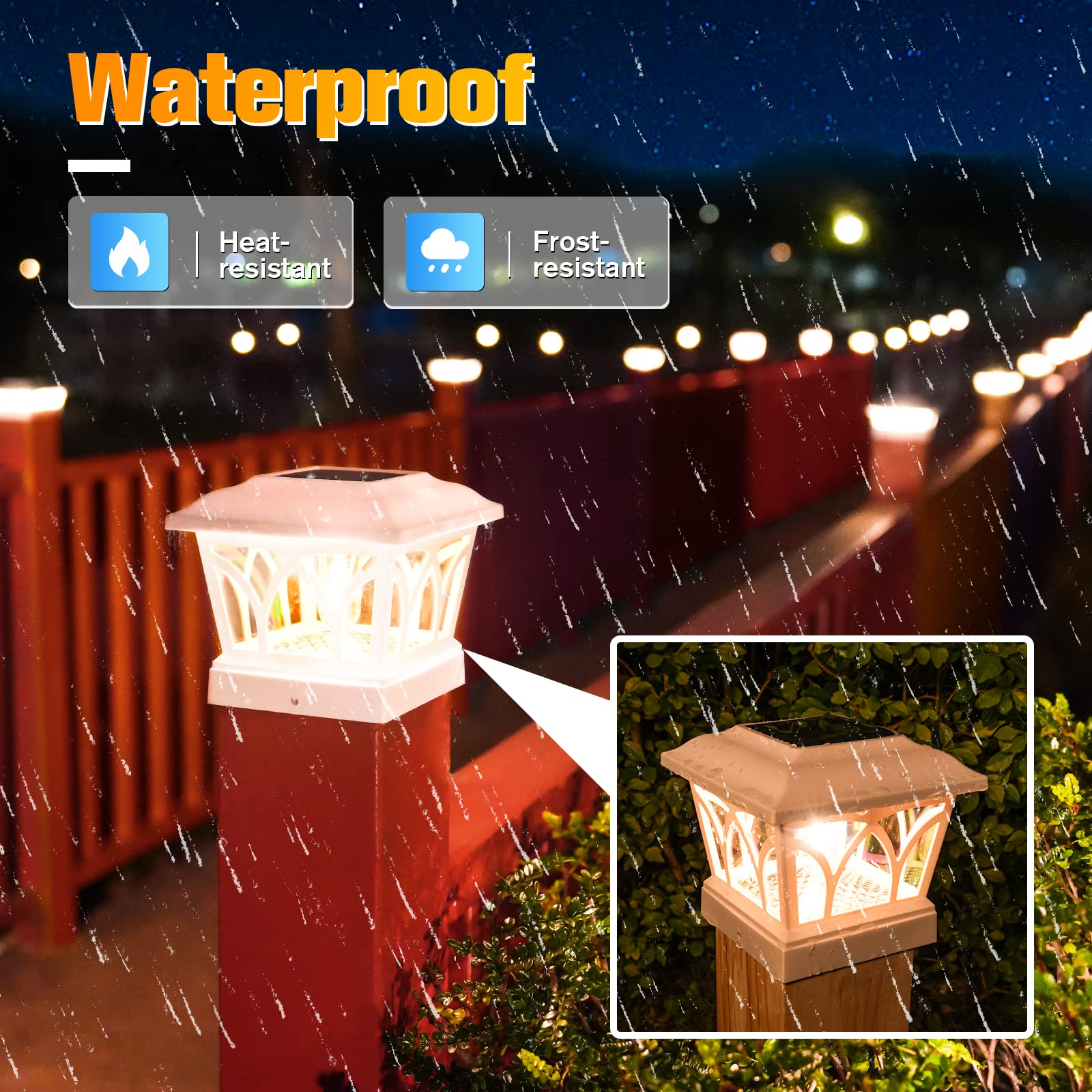 VOLISUN Solar Post Cap Lights, 4 Pack with Edison LED Bulbs, 2 Brightness Settings, Fits 4x4 6x6 Posts, White, Model 21156ZM