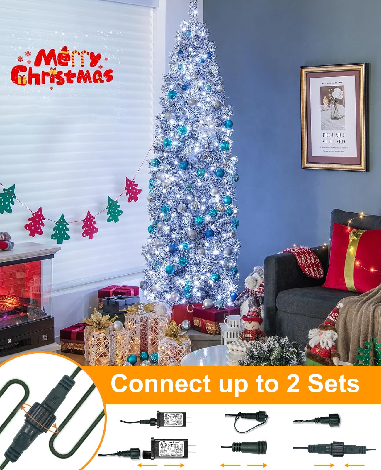 157Ft 480 Led Christmas Lights Outdoor  Plug In Christmas Tree Lights Waterproof  8 Modes Green Wire Twinkle String Light For Indoor Garden Tree Xmas Party Decorations  White