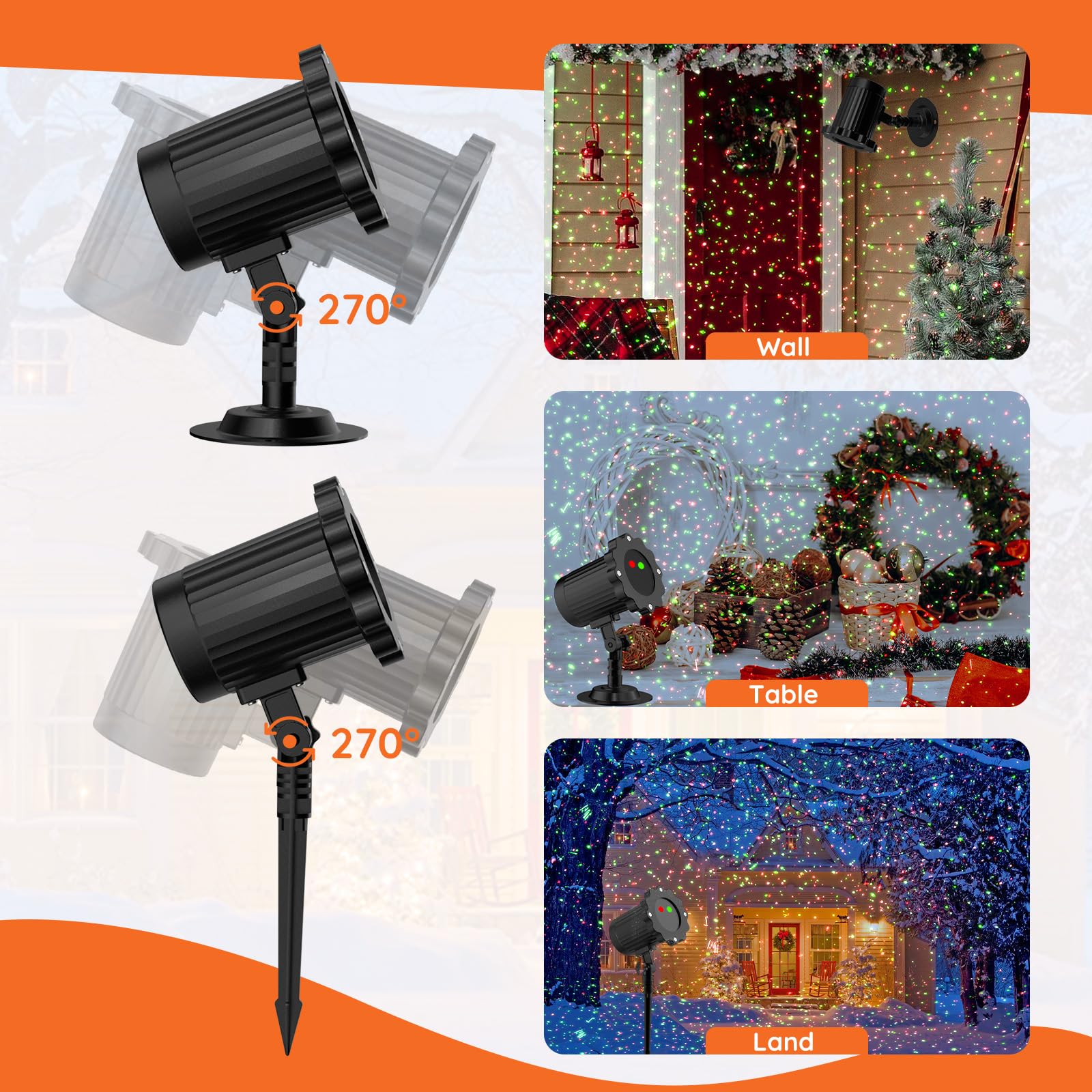 Christmas Projector Lights, Red And Green Moving Light Projector With Remote. Ideal For Christmas Lights Decorations, Holiday Pa