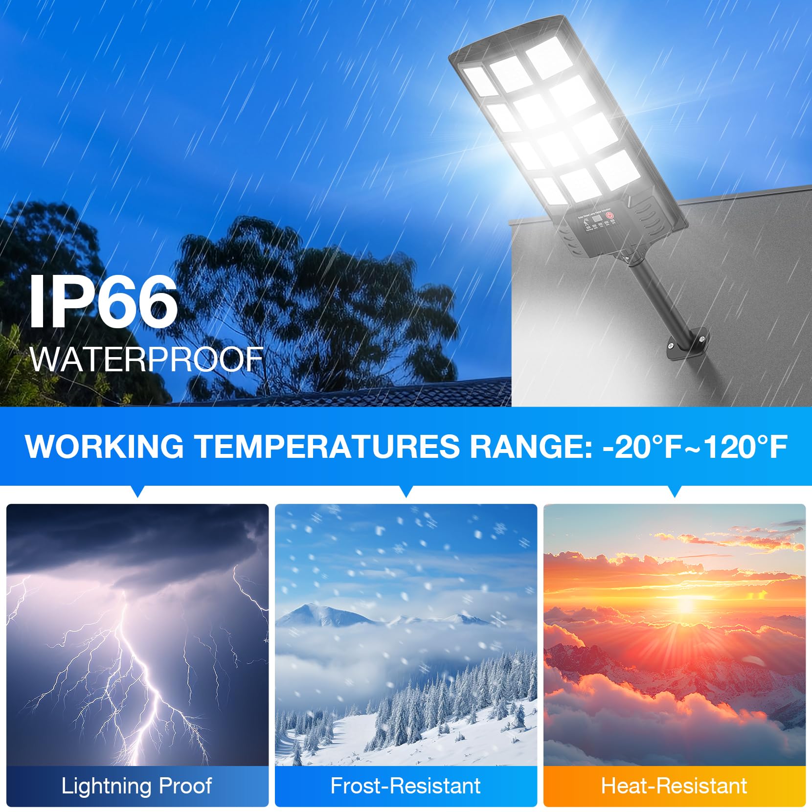 Heisolcool Hl Solar Street Lights Outdoor Waterproof, 20000Lm 320 Wide Angle Solar Flood Light, Led Solar Parking Light With Mot