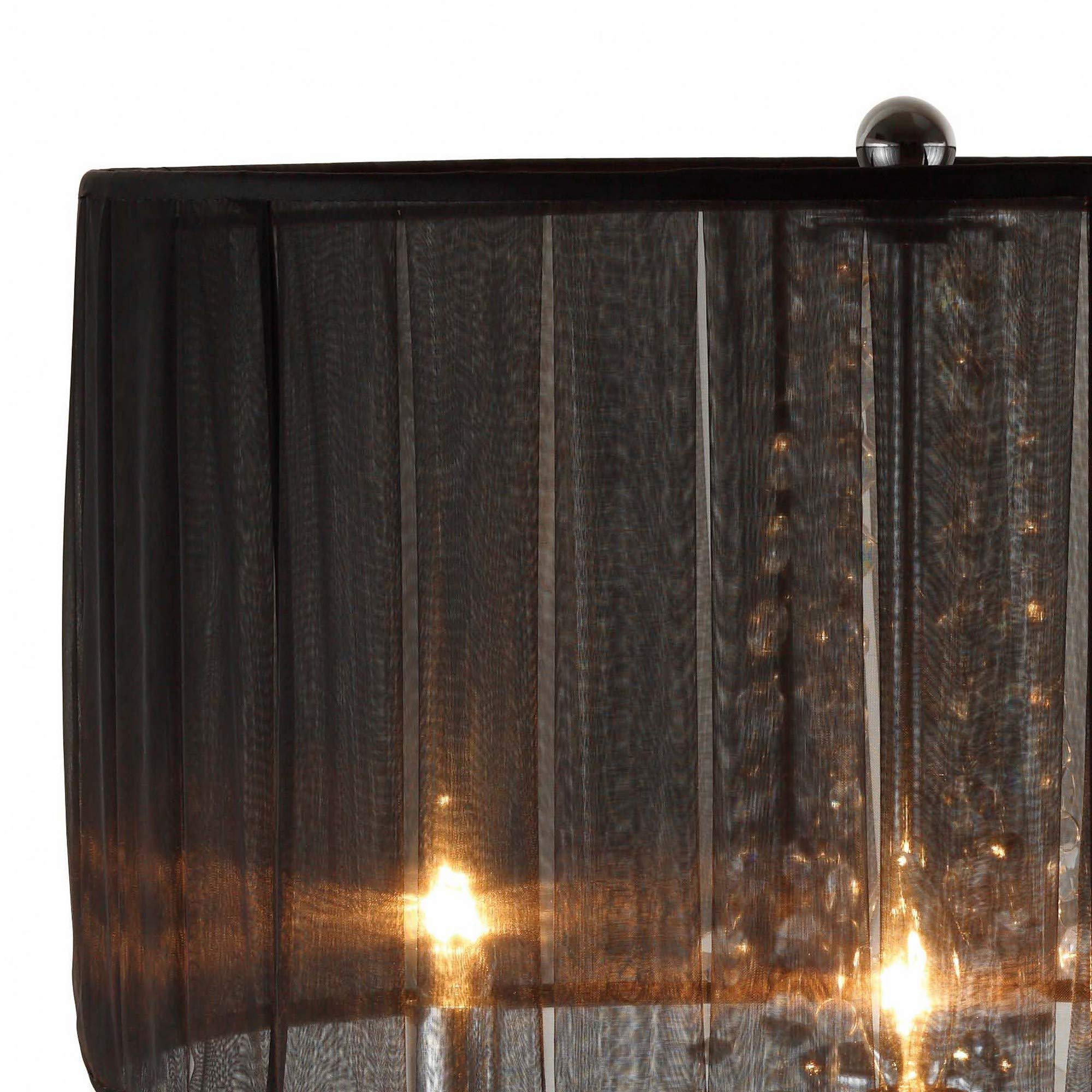 Benjara Metal Chandelier Table Lamp With Crystal Accent, Set Of 2, Black And Silver