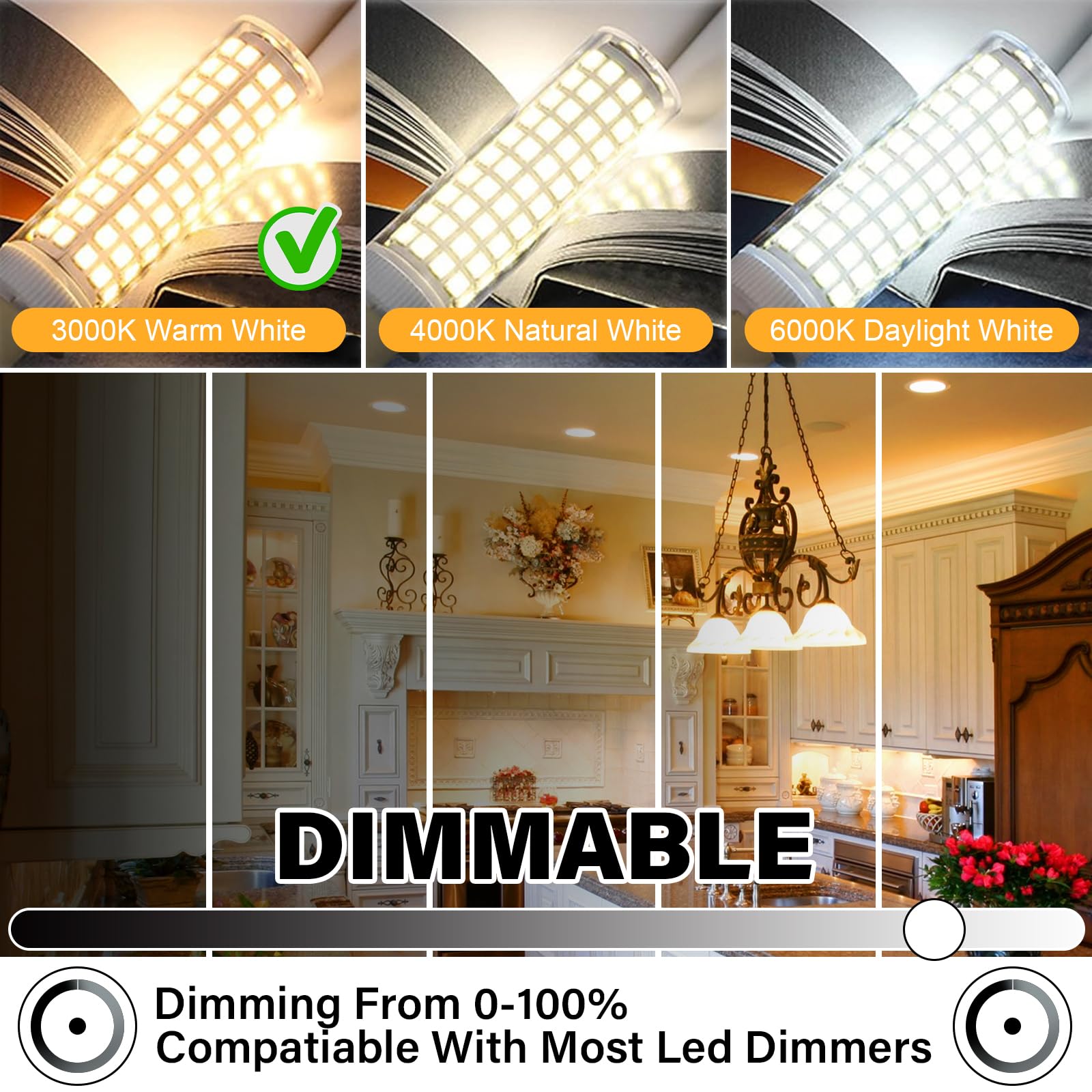 TAIYALOO E11 LED Bulb, Dimmable 10W 3000K Warm White, Equivalent to 100W Halogen, 1000LM, Candelabra Base