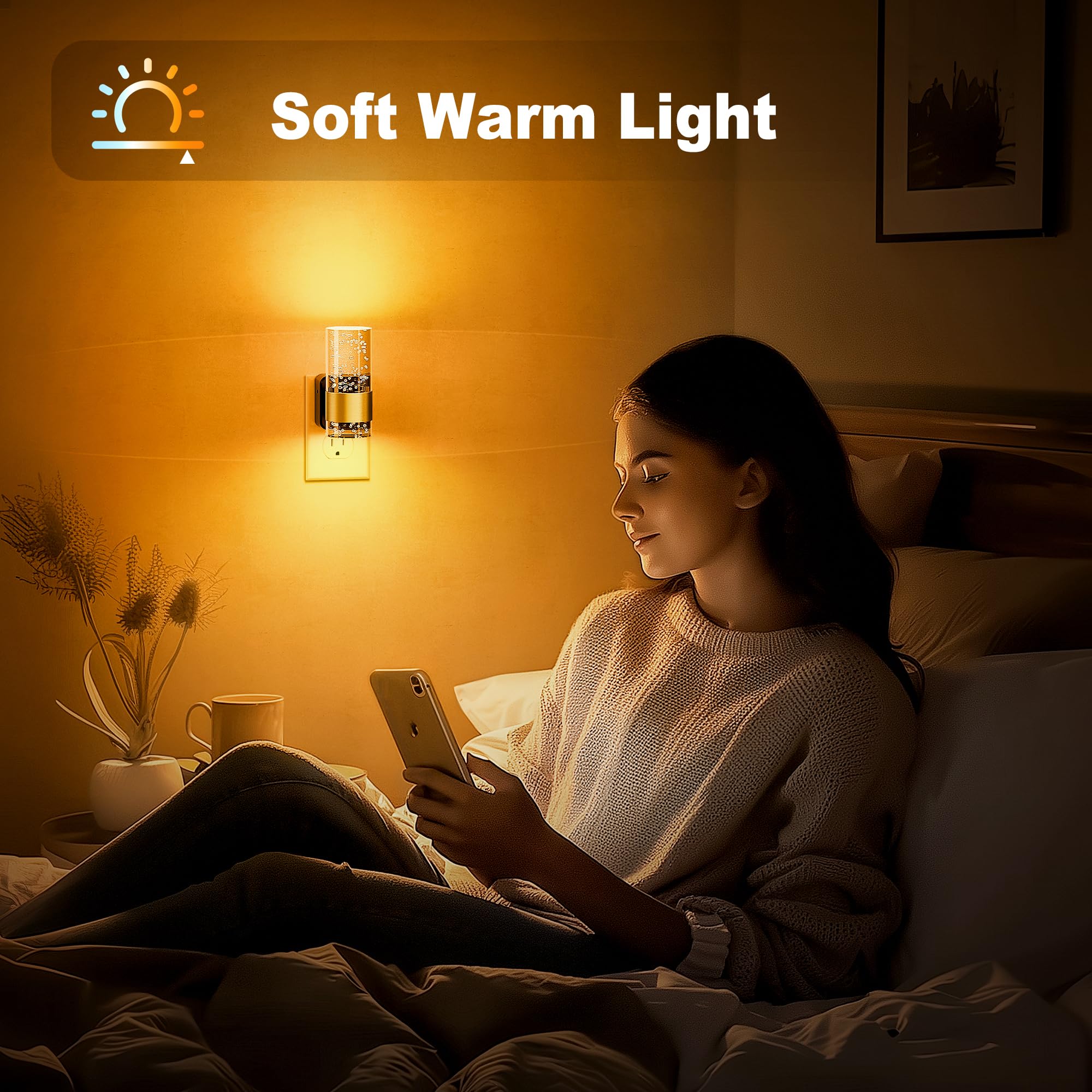 Jandcase Night Light, Automatic Night Lights Plug Into Wall, 2 Pack Dimmable Led Night Light With Adjustable Brightness, Night L