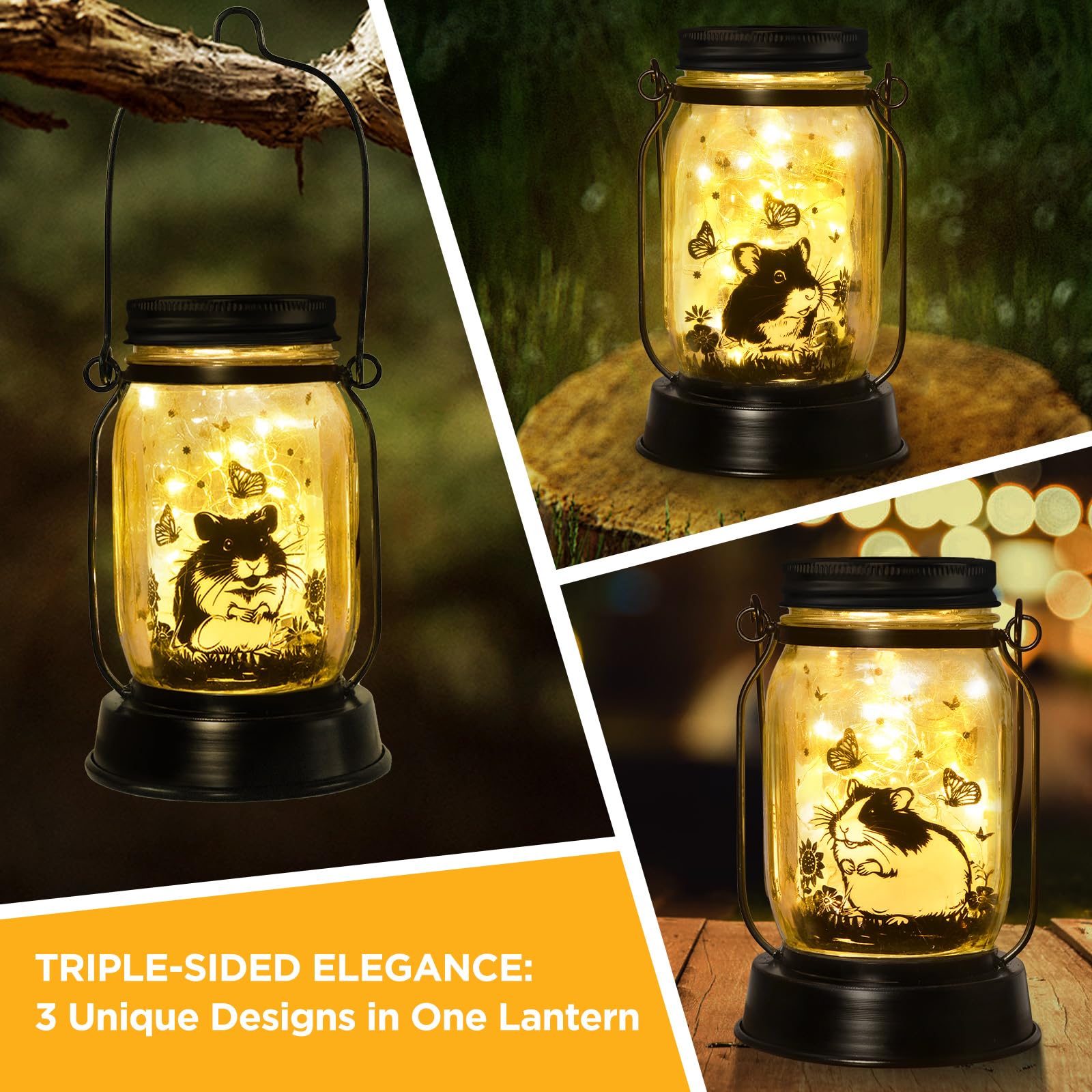 Hamster Gifts For Women/Men Hamster Solar Lanterns Mom Birthday Present Lantern Pet Loss Pet Memorial Lights Solar Garden Decora