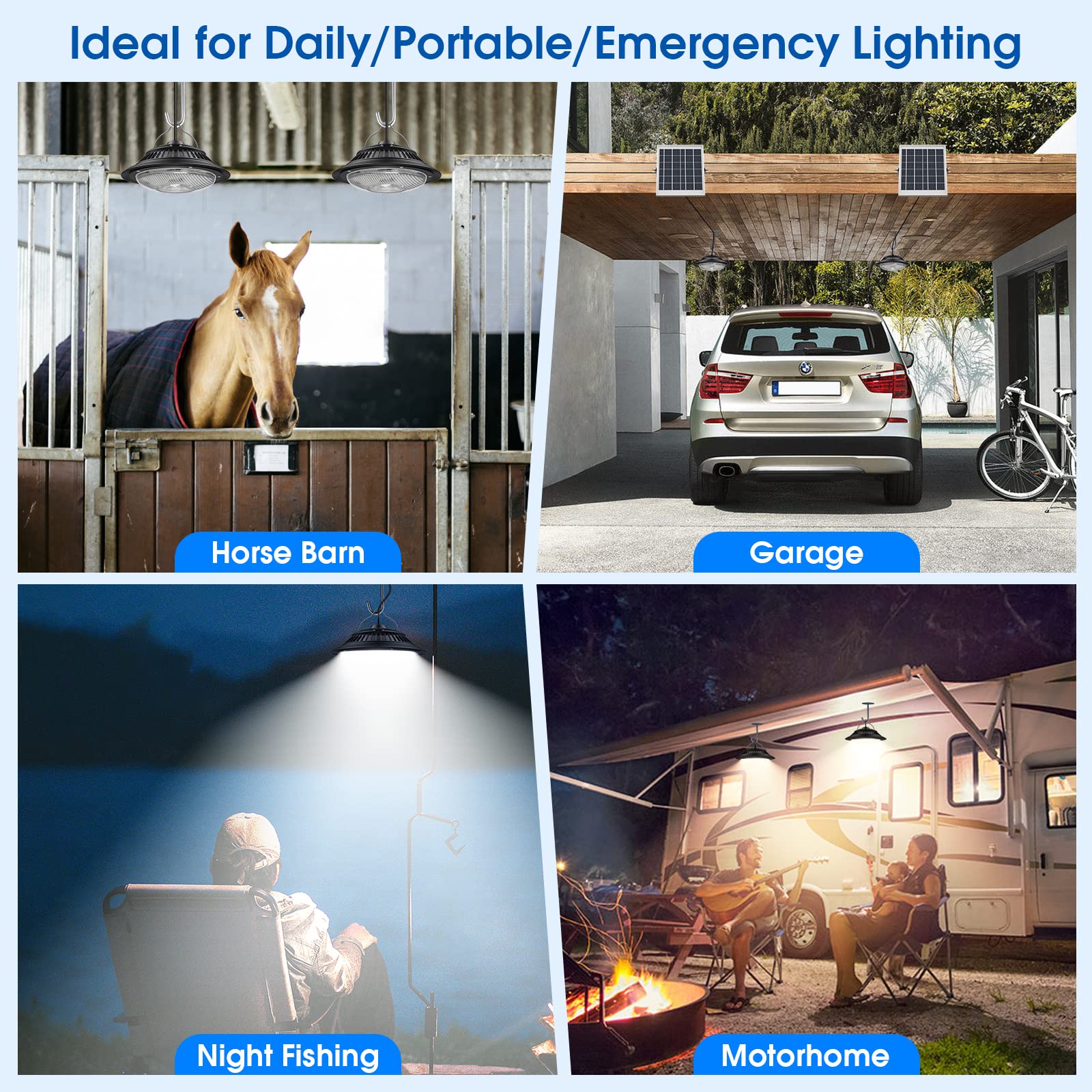 Uponun Solar Pendant Lights With Motion Sensor, 5 Modes Dimmable, Waterproof For Indoor/Outdoor