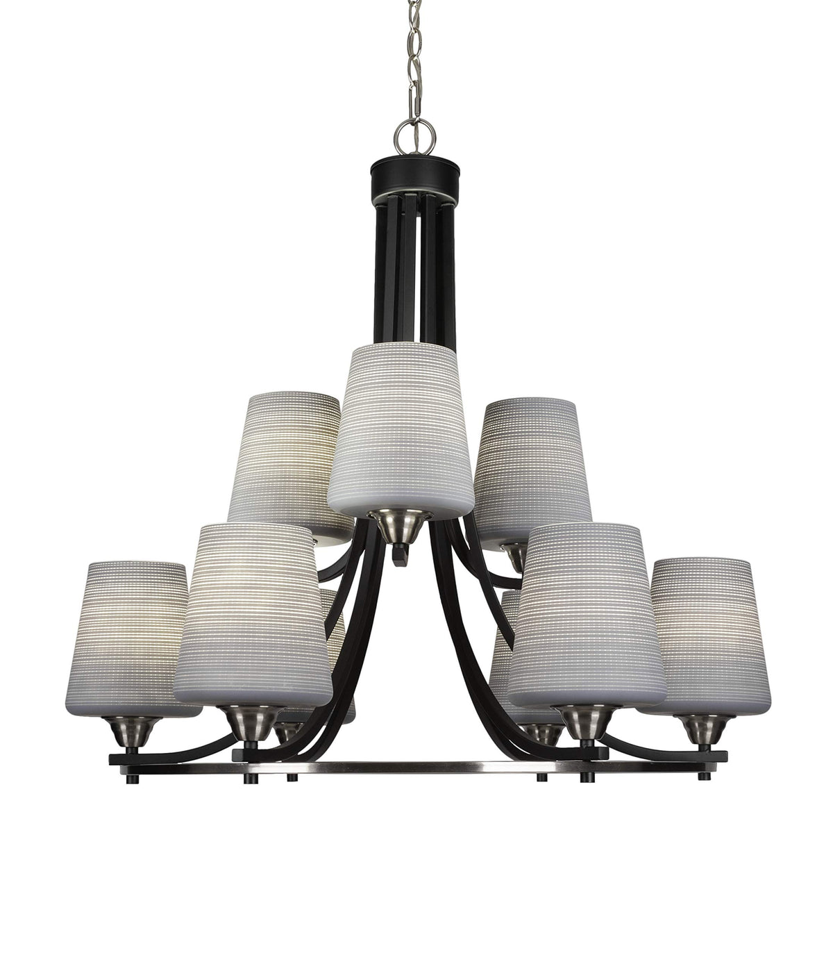 Toltec Lighting Paramount 9 Light Chandelier in Matte Black & Brushed Nickel (3409-MBBN-4032)