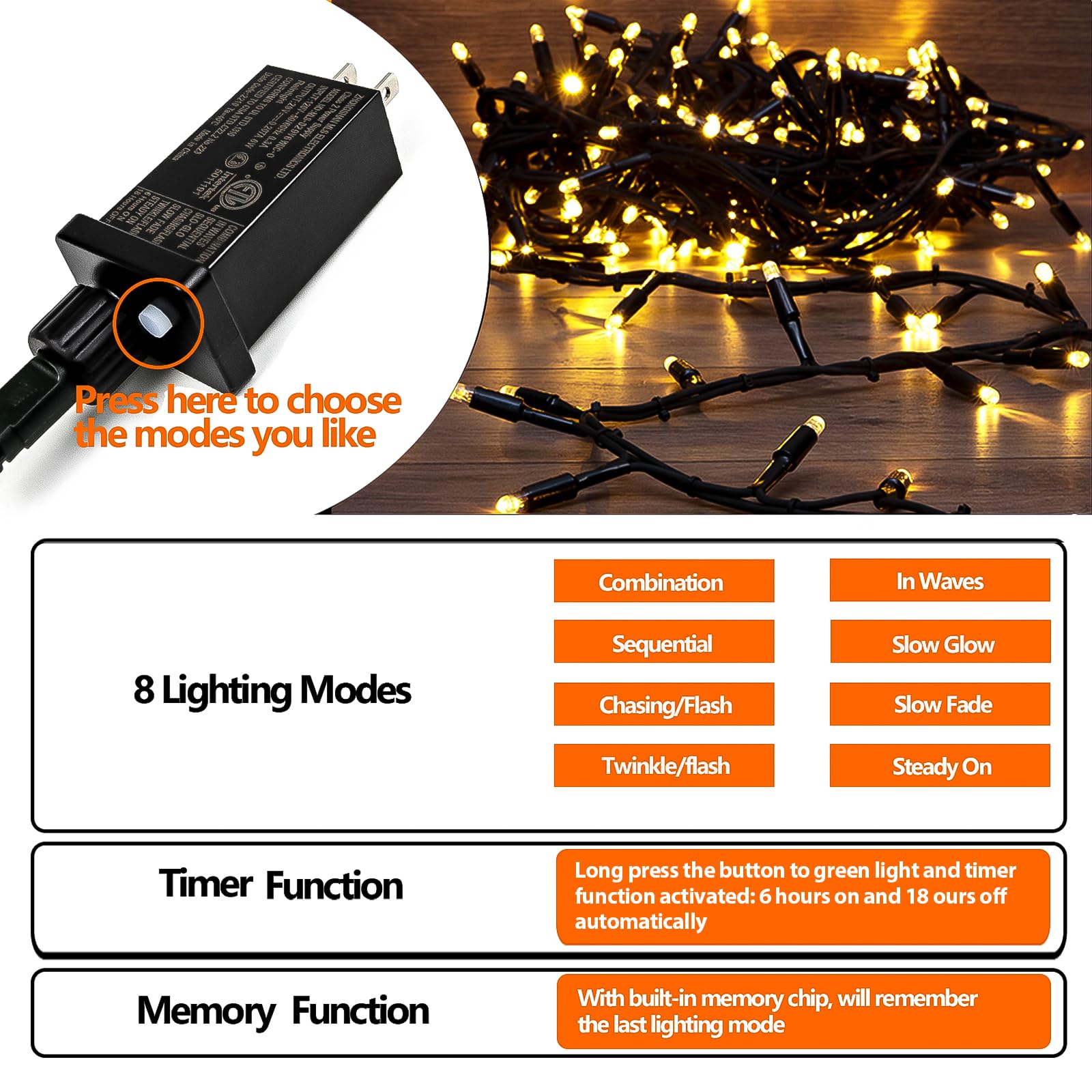 Upgraded Super Long 264Ft 800 Led Christmas String Lights Outdoor & Indoor, Memory Function Timer And 8 Modes, Green Wire Waterp