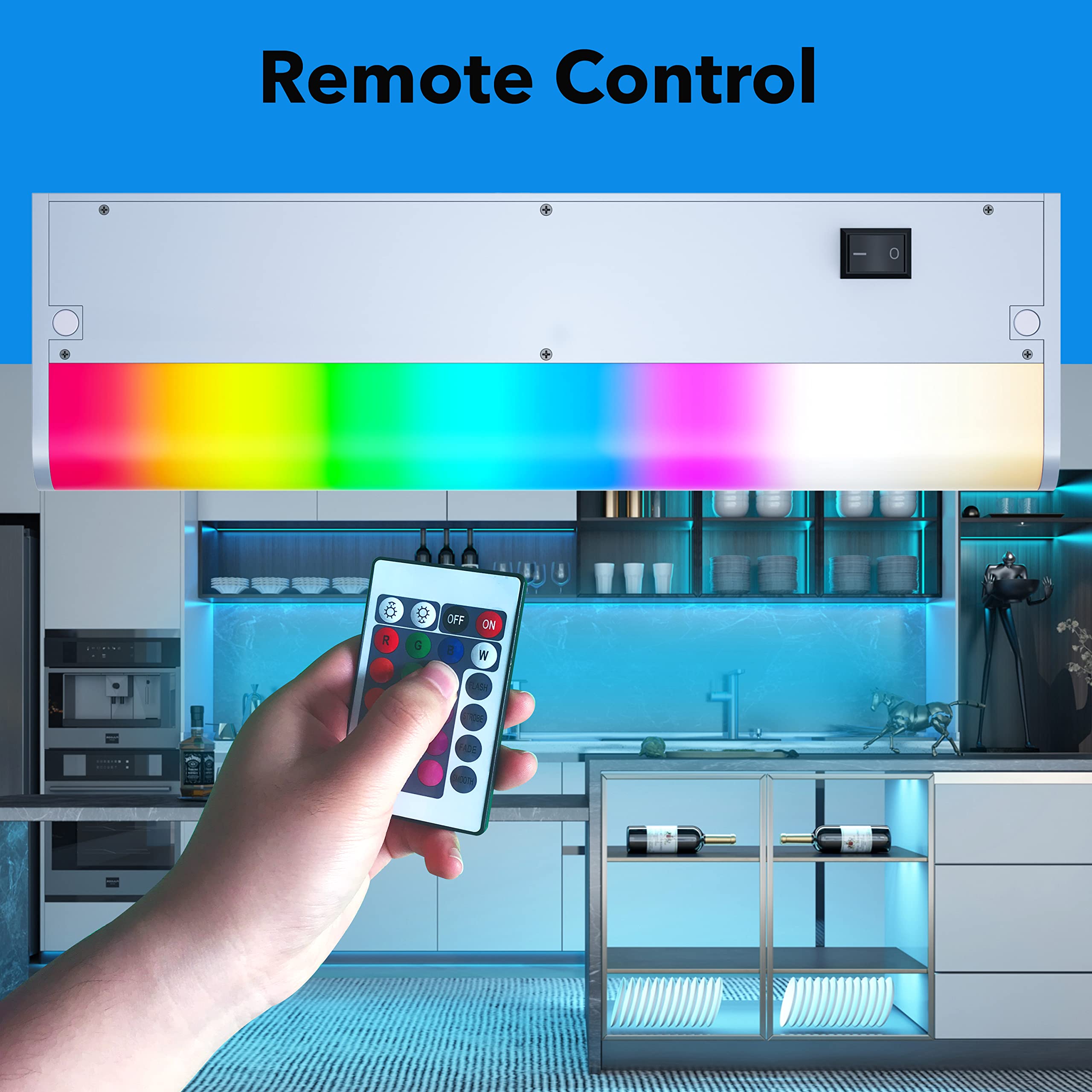 LAMPAOUS Smart Under Cabinet Lights, 24 Inch Hardwired RGBCW Dimmable, Color Changing, Works with Alexa & Google, Silver Housing
