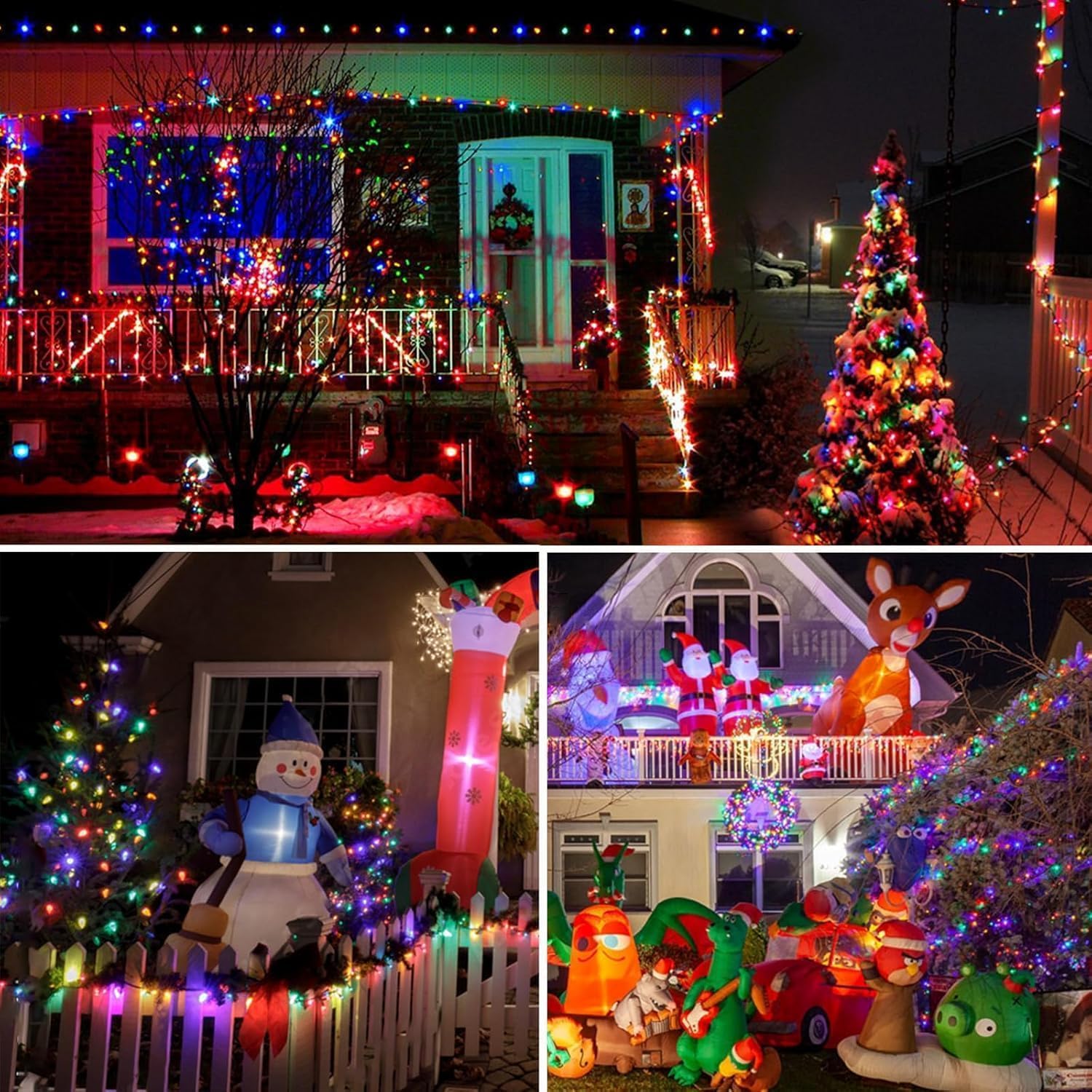 2 Pack Solar Christmas Lights Outdoor Waterproof  Super Bright 90Ft 160 Led Solar String Lights  8 Lighting Modes Green Wire Twinkle Fairy Lights For Xmas Garden Decorations (Multi-Colored)
