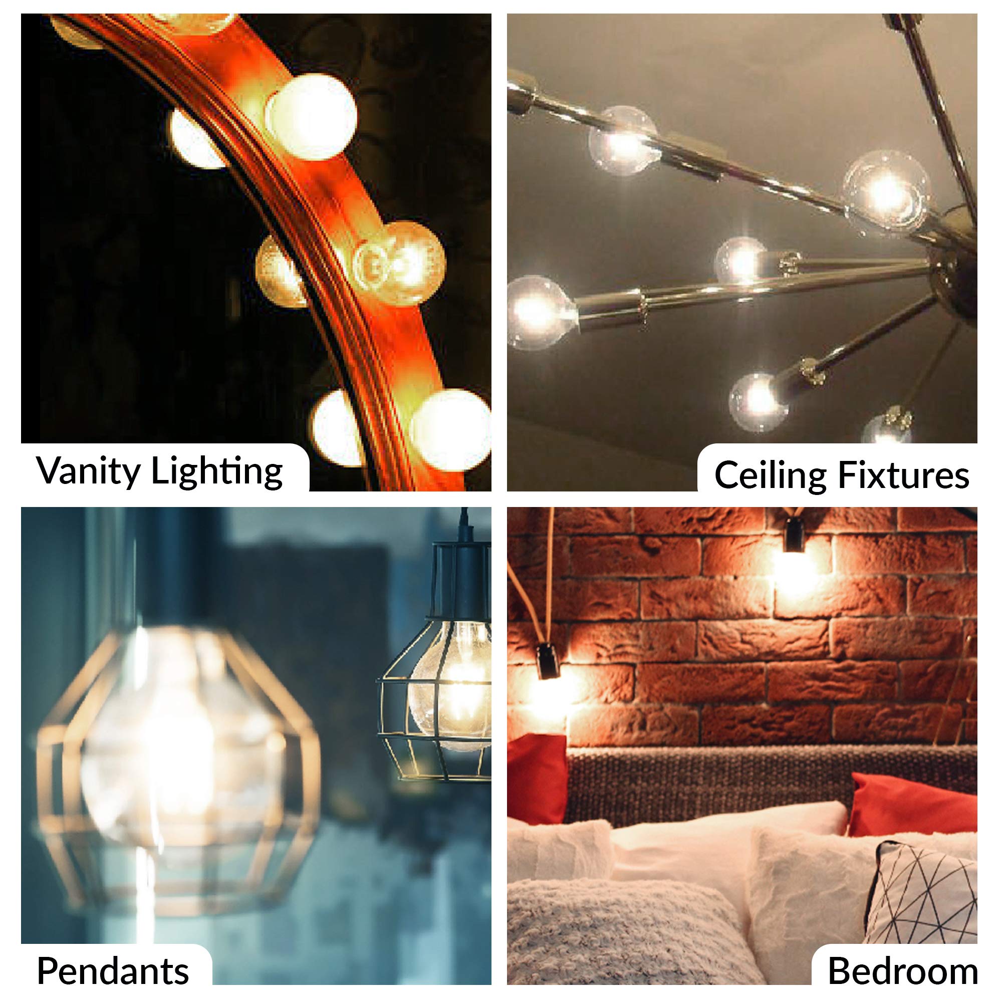 Simba Lighting LED Edison Vintage G25 Light Bulbs, 6W Dimmable, 4000K Natural White, 6 Pack, Medium E26 Base, Glass