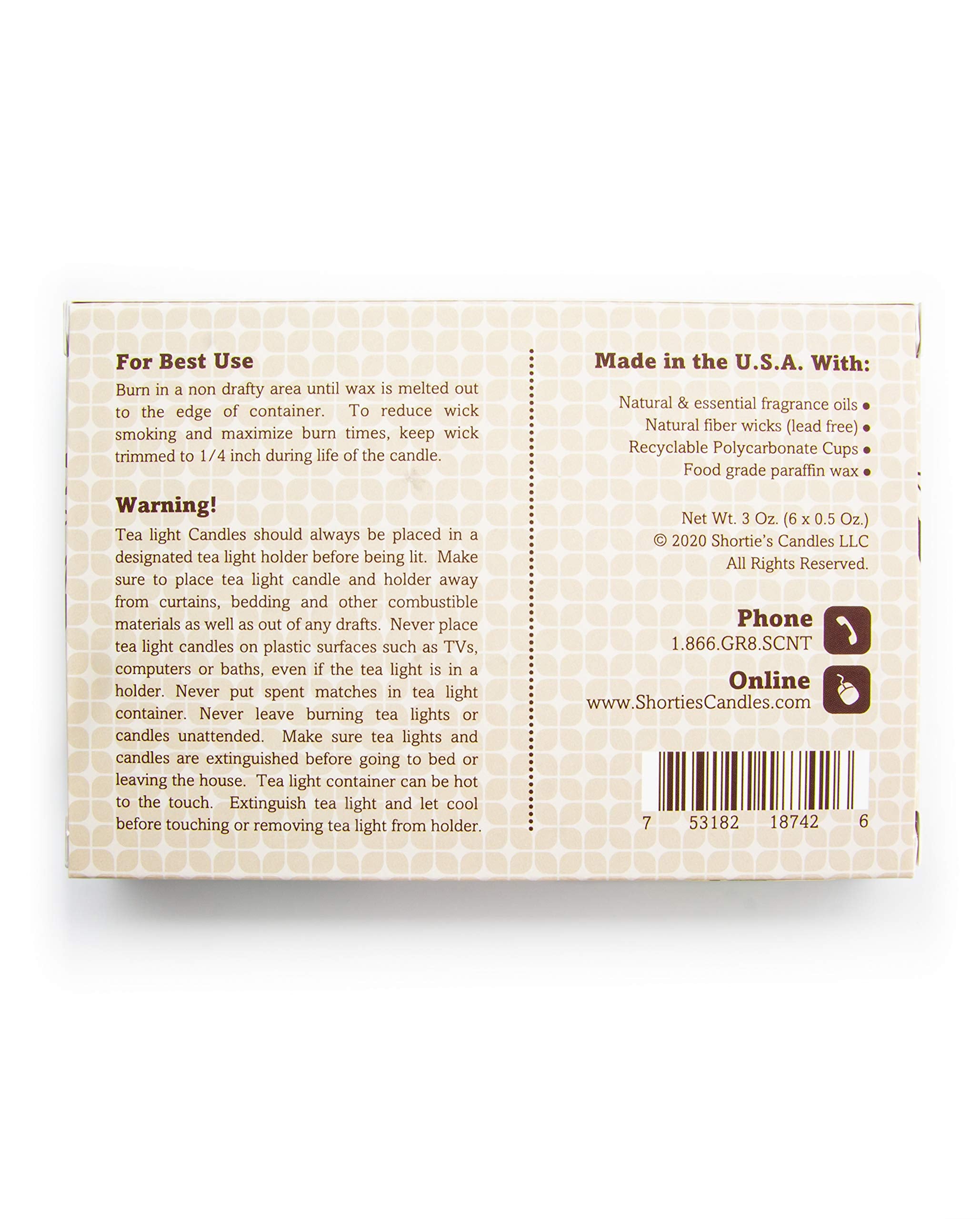Shortie's Candle Company Vanilla Bean Tealight Candles - 24 Highly Scented Beige Tea Lights - Made in The USA - Model 46128