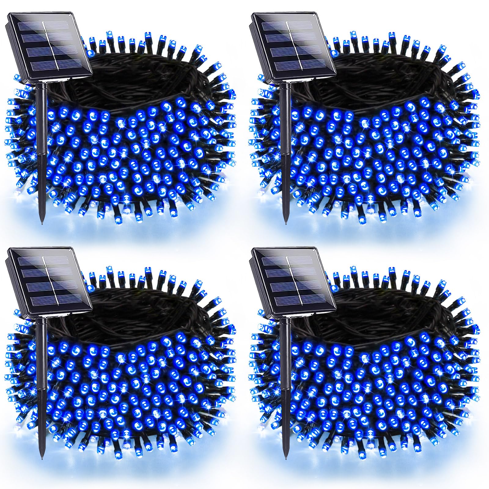 4 Pack 180FT Solar Christmas Lights Outdoor Waterproof, Super Bright 320 LED Solar String Lights with 8 Lighting Modes, Green Wi