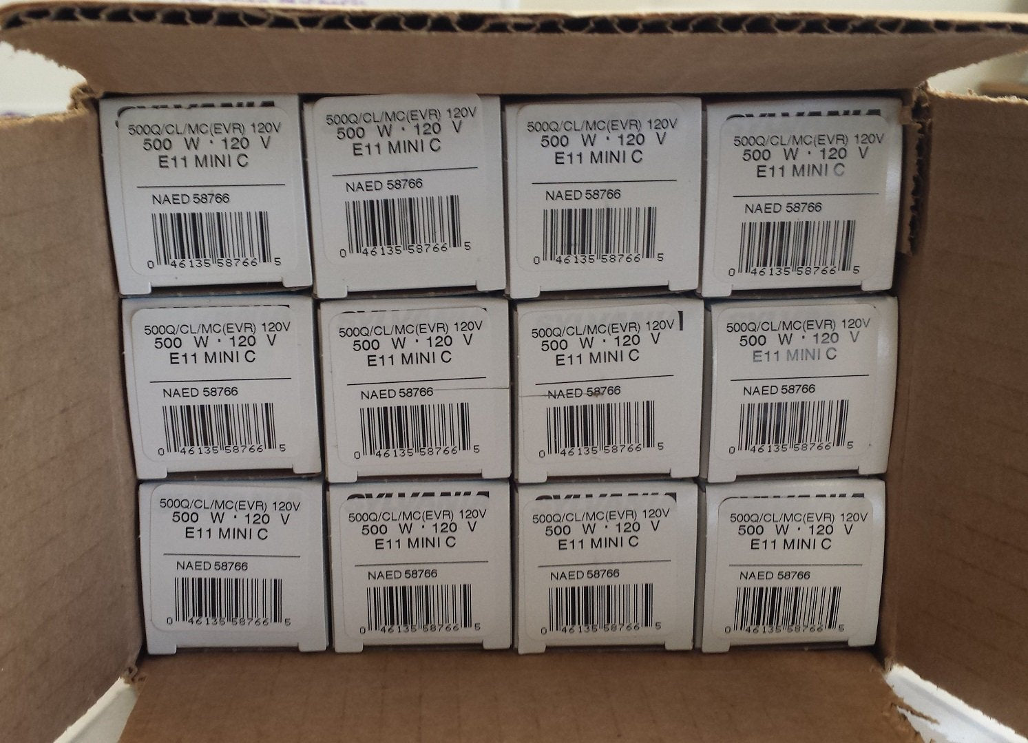 SYLVANIA Halogen Quartz Bulbs 500W - Model 500Q/CL/MC(EVR) - Pack of 12