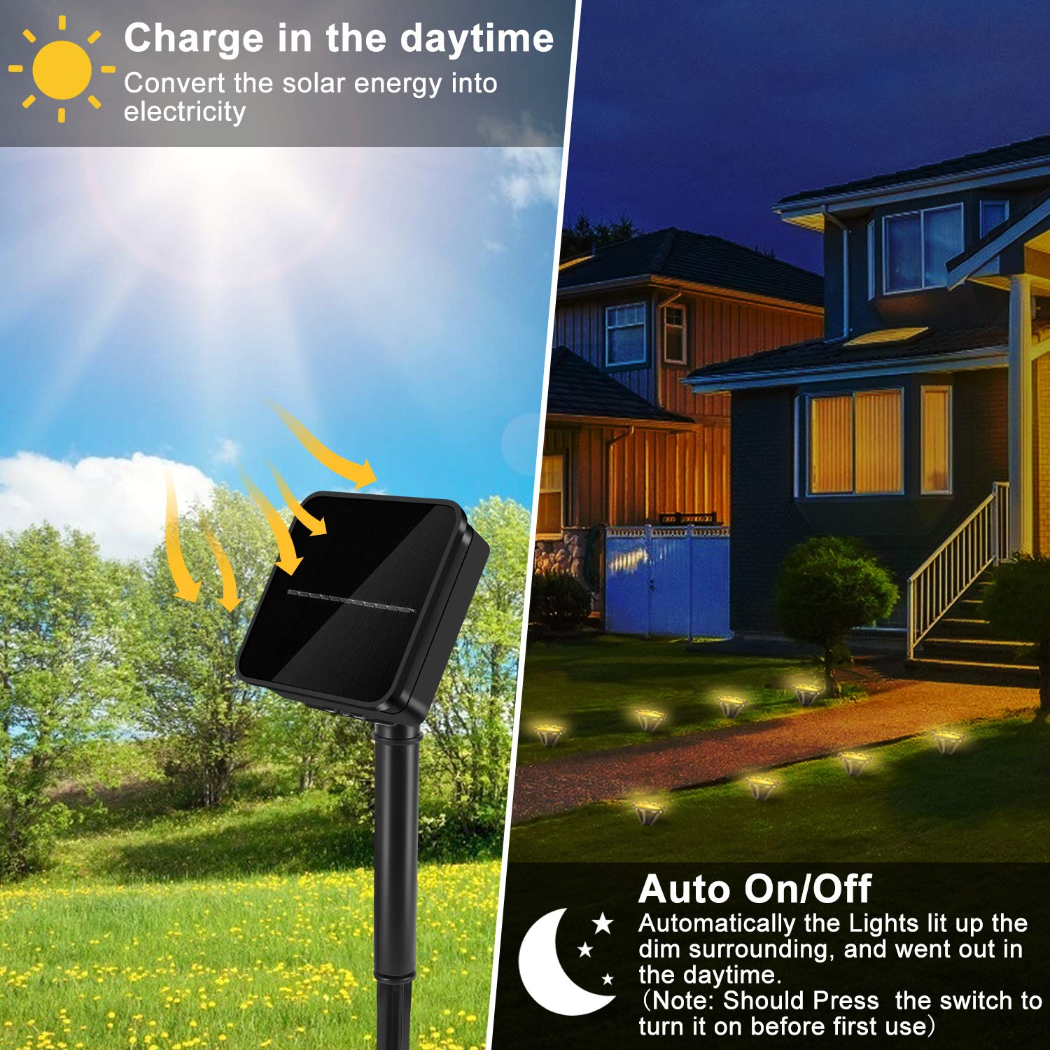 Aiddomm Solar Paw Print Lights - 16.8Ft Cat Dog String Lights, Set Of 8, Warm White Outdoor Decor