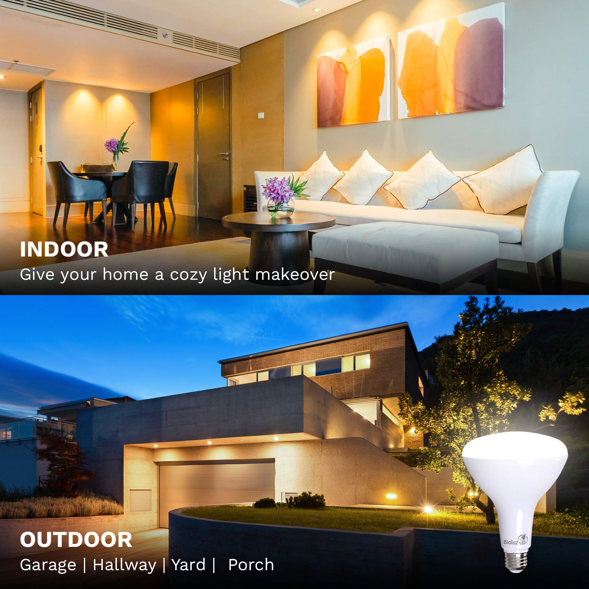 Bioluz 8 Pack Brightest Br40 Led Light Bulb - 90 Cri Instant On 4000K Cool White Light Bulbs 16W 1400 Lumen Led Bulbs Indoor & O